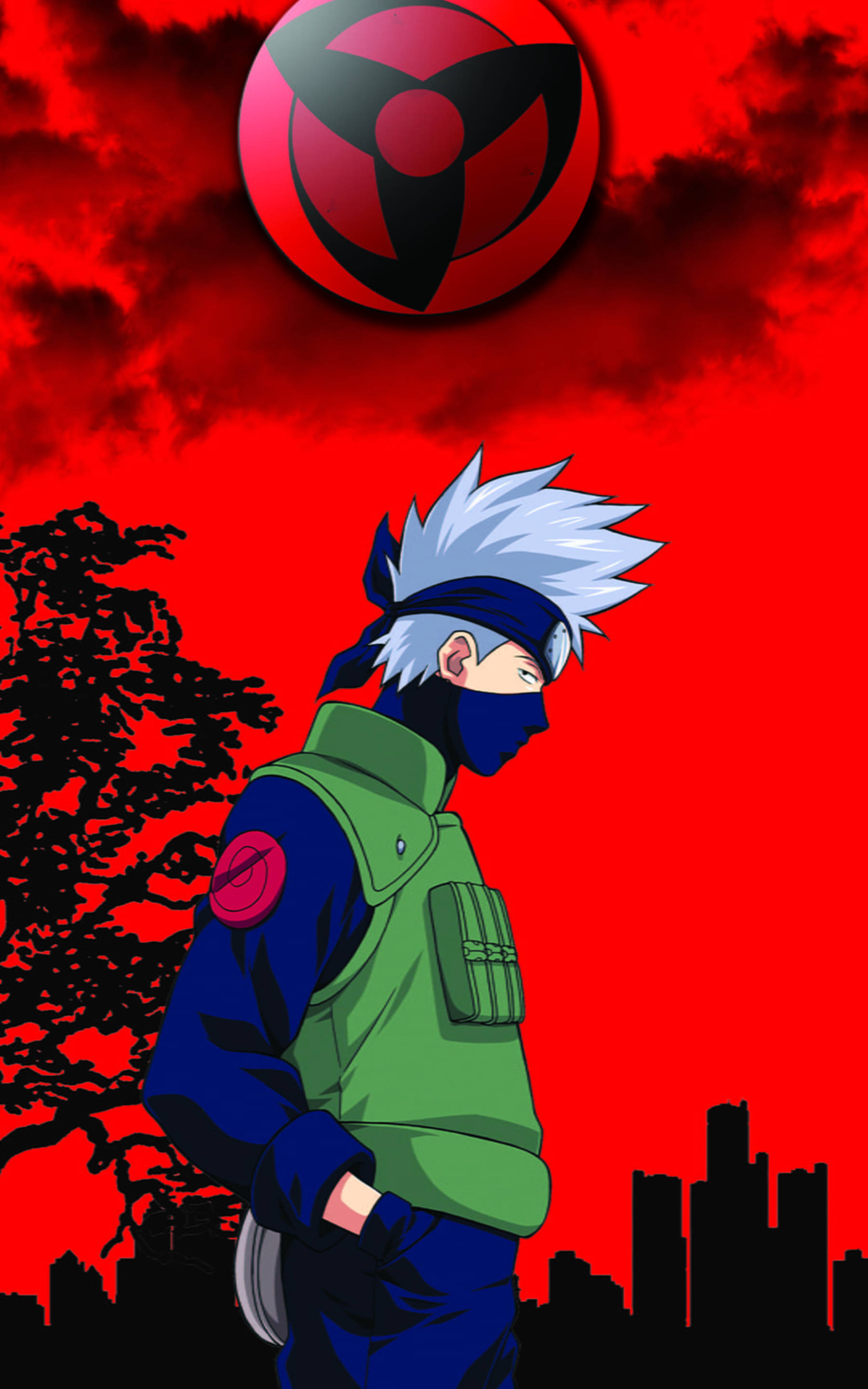 Arte rojo de un Kakashi genial Fondos de pantalla