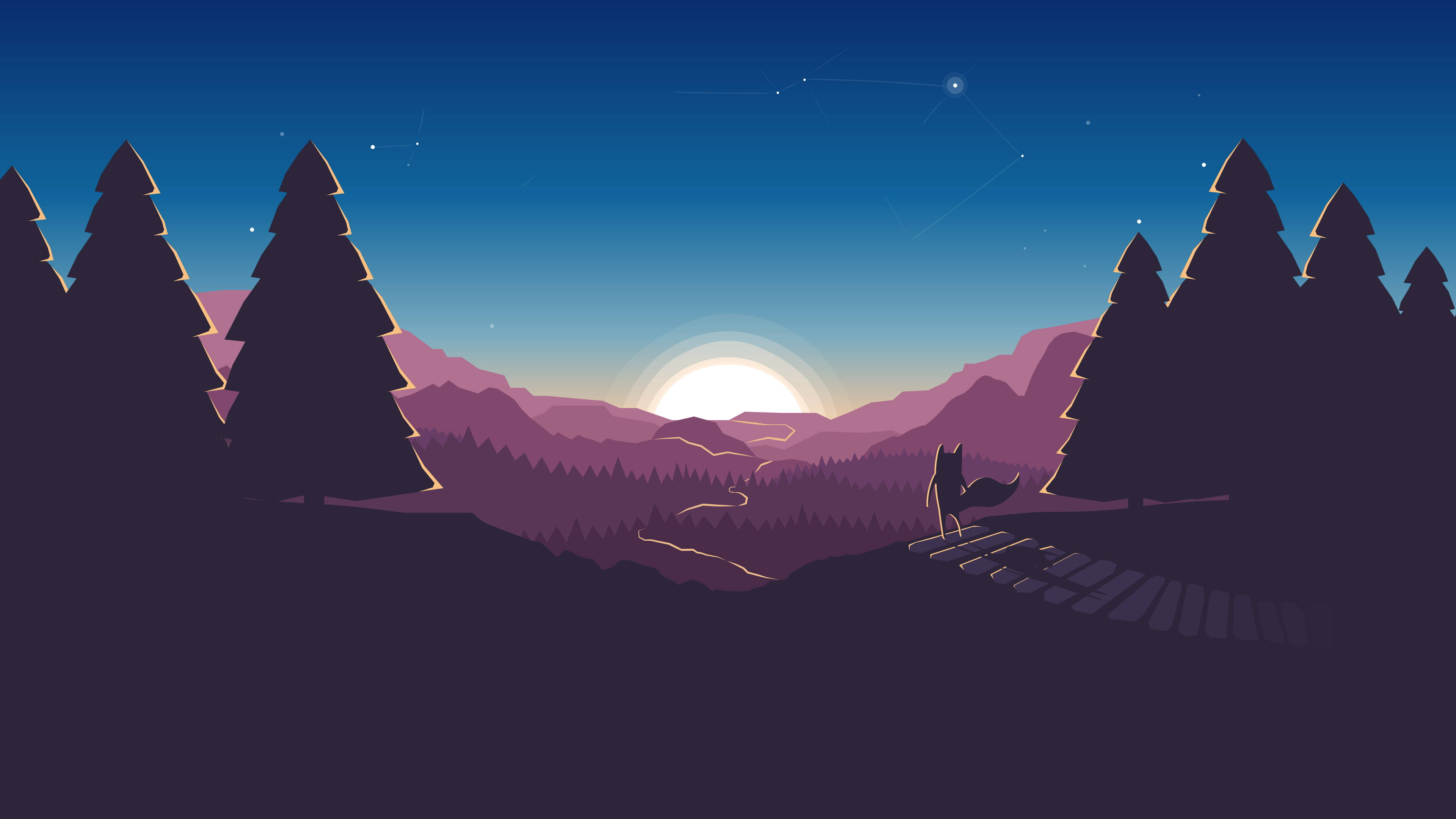 Arte Vectorial de Zorro al Atardecer Fondos de pantalla