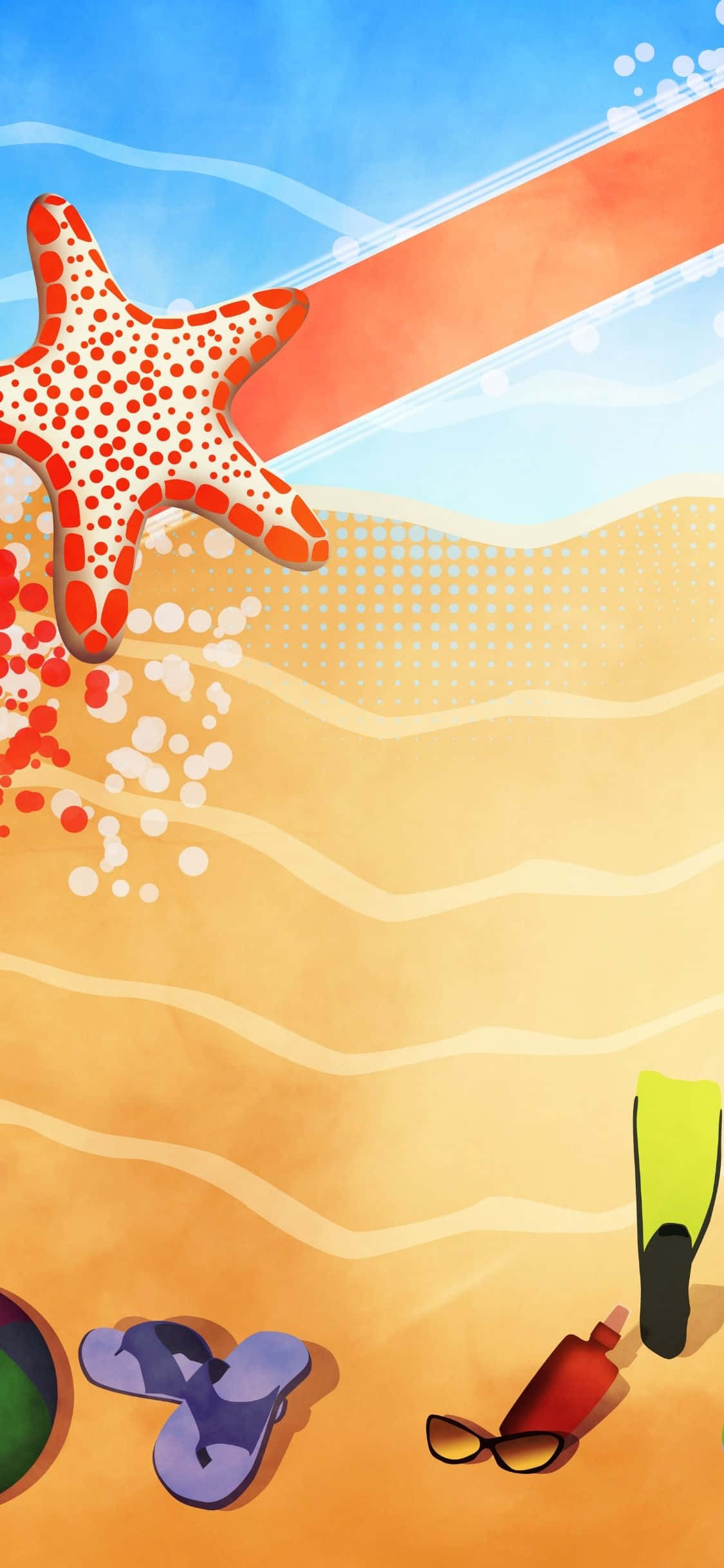 Arte vectorial de arena de playa Fondo de verano iPhone X Fondos de pantalla