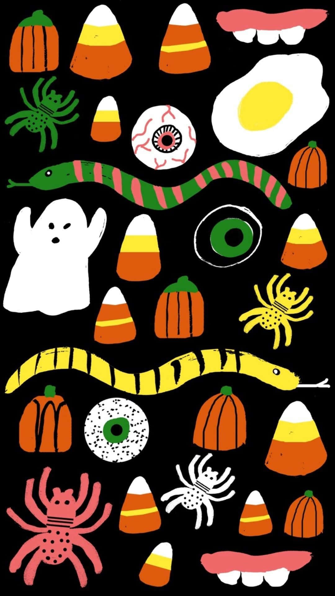 Arte Vectorial de Iconos de Halloween Espeluznantes y Lindos Estética Fondos de pantalla