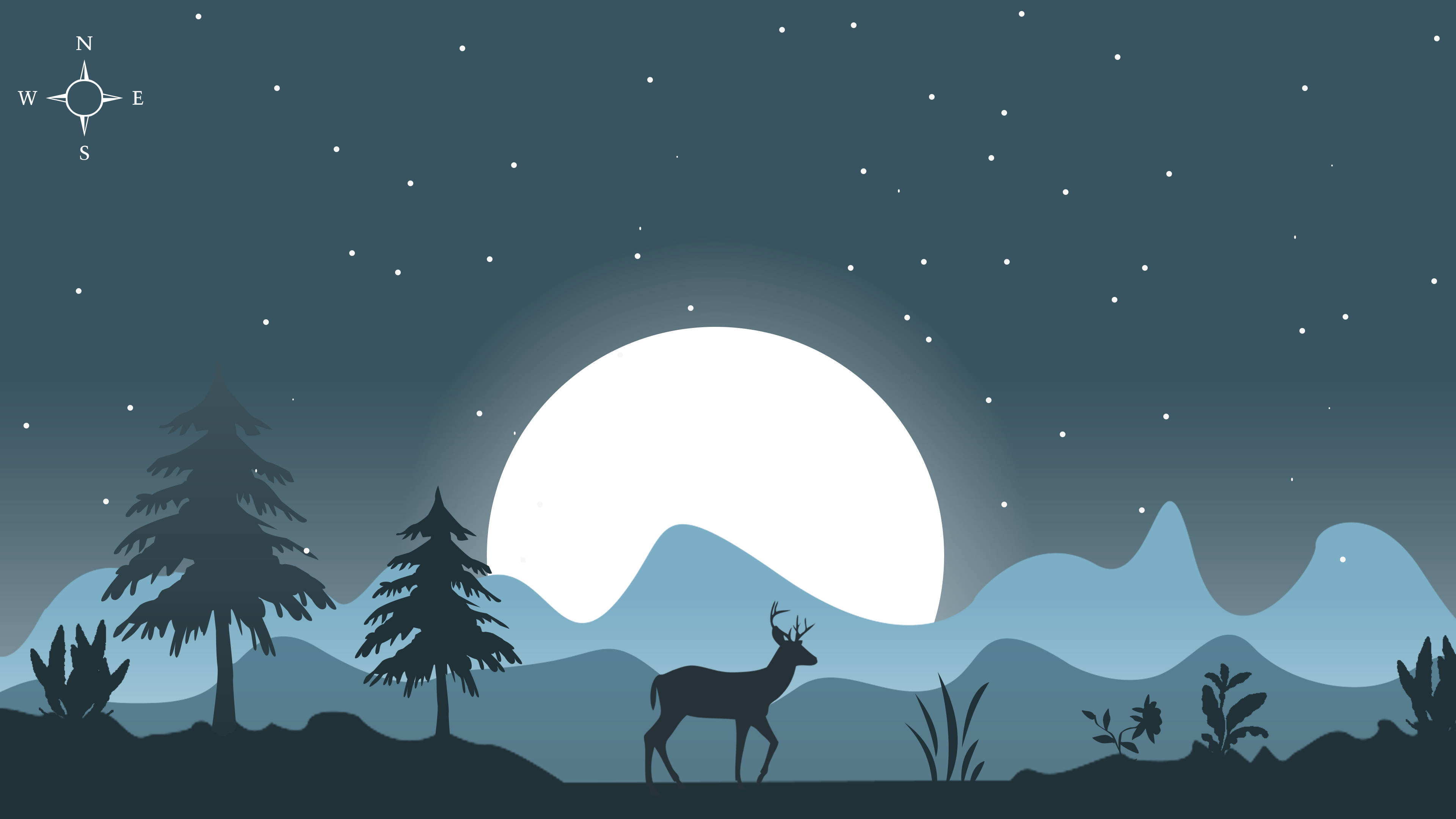 Arte Vectorial Luna Cielo Nocturno Fondos de pantalla
