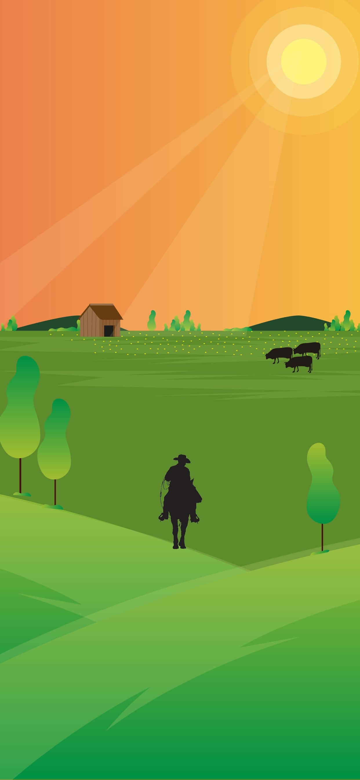 Arte vectorial minimalista de vaquero para iPhone Fondos de pantalla