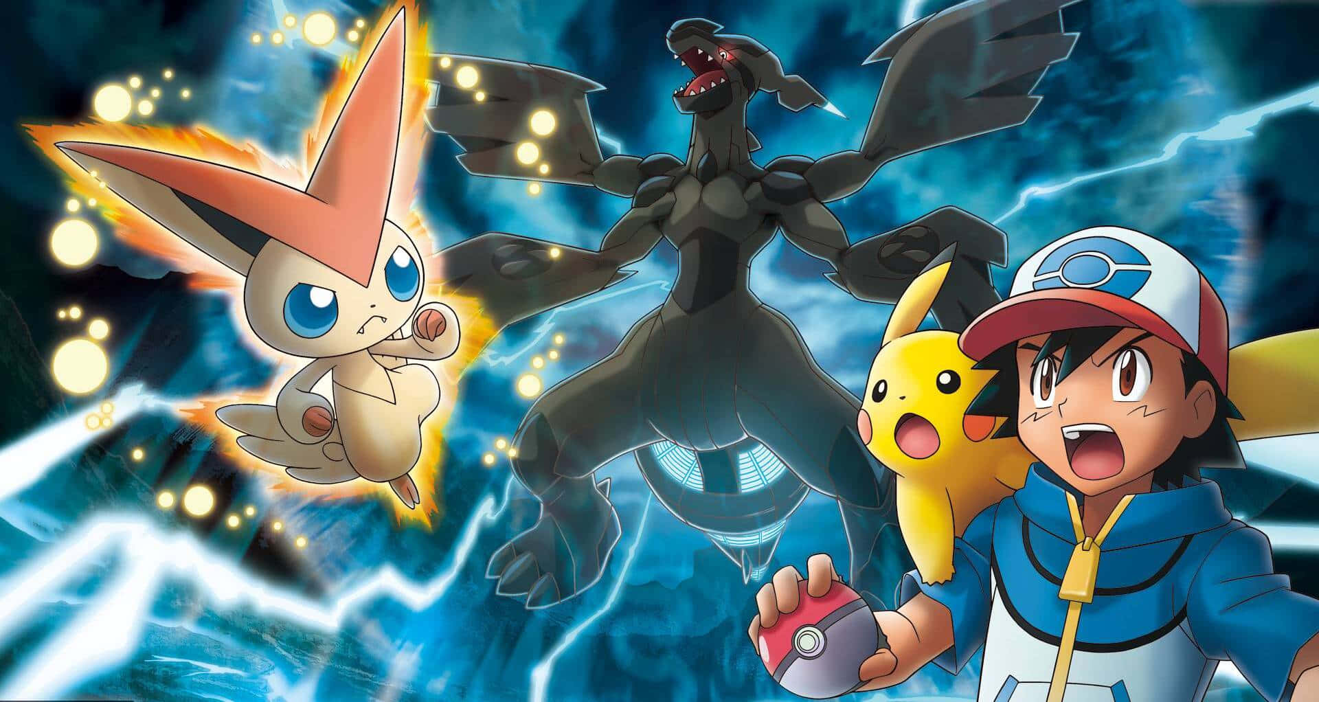Ash Ketchum, Pikachu y Zekrom en Fondo de Batalla Pokémon Fondos de pantalla