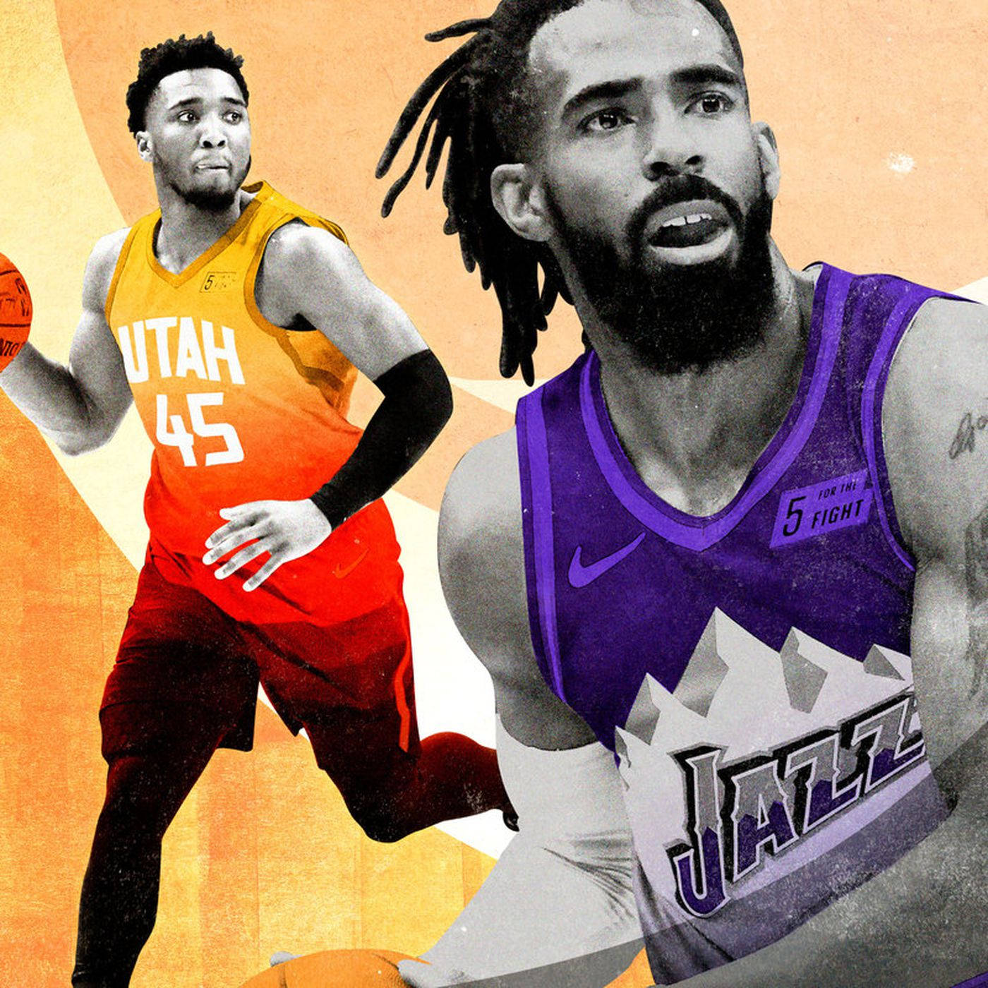 Asociación en la cancha de Mike Conley y Donovan Mitchell Fondos de pantalla