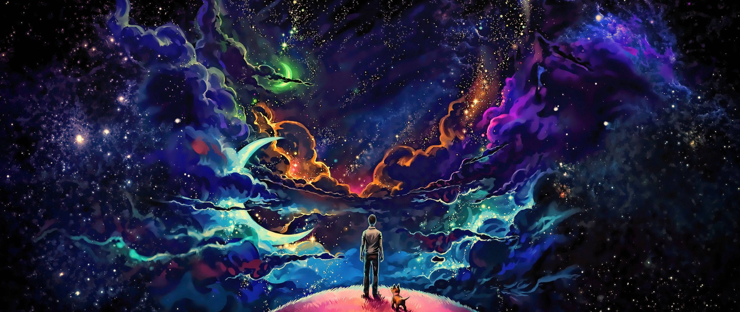 Asombroso hombre animado en una galaxia Fondos de pantalla