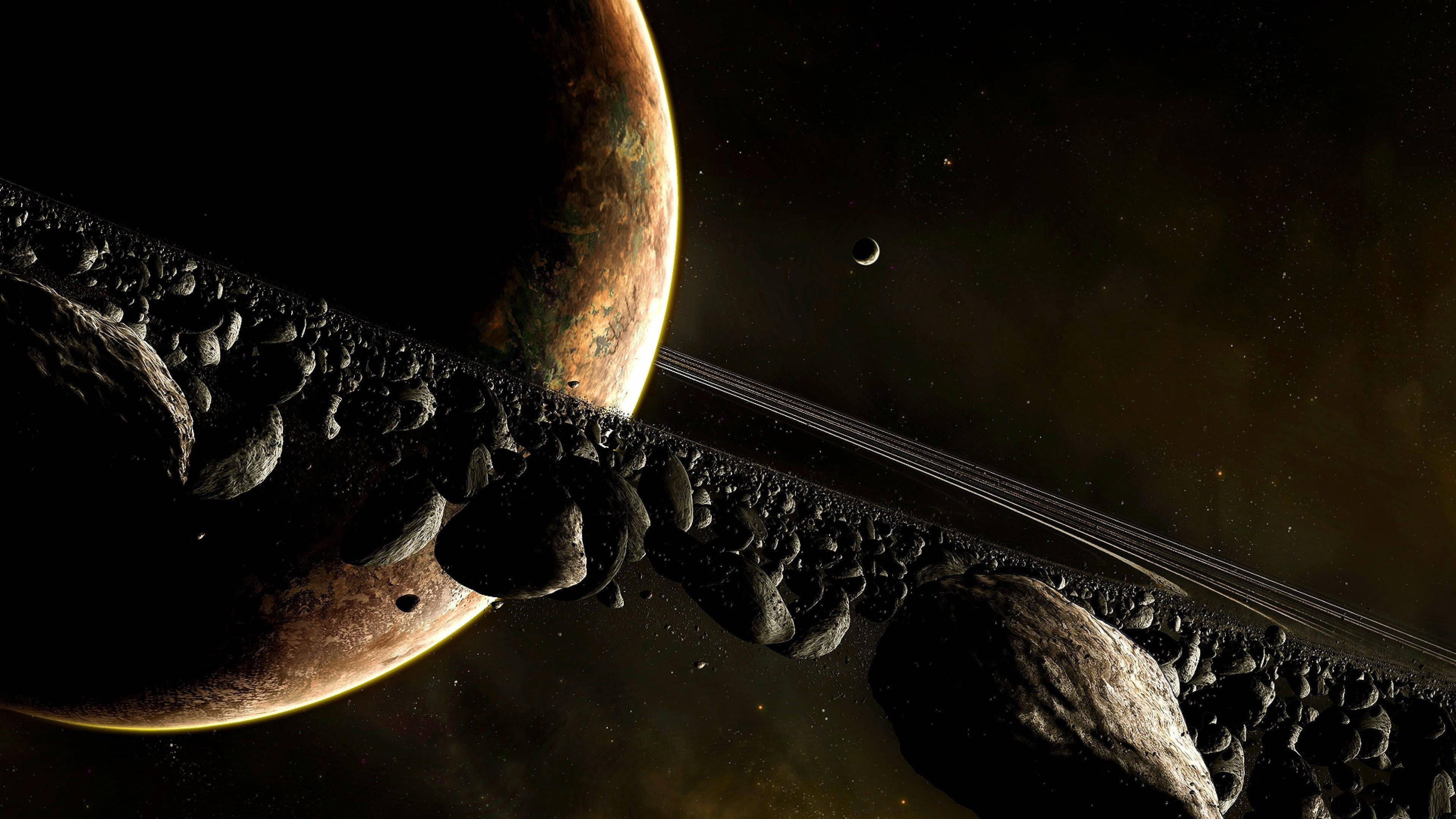 Asteroides Saturno 4K Fondos de pantalla