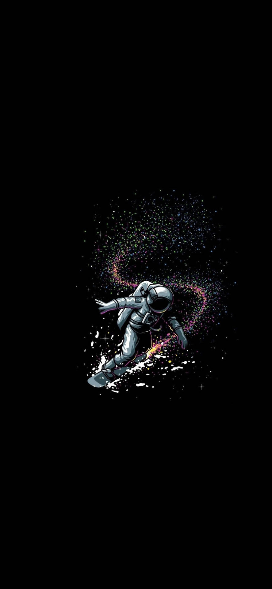 Astronauta en el Espacio Fondo Negro Minimalista para Teléfono