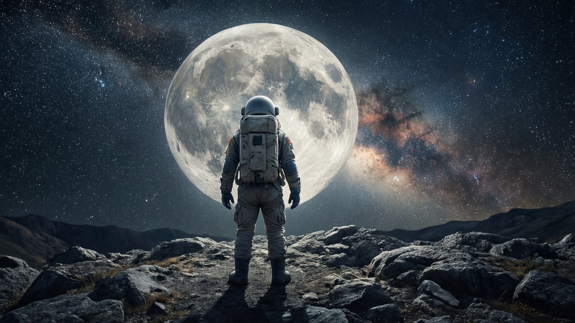 Astronauta Mirando la Luna Fondos de pantalla