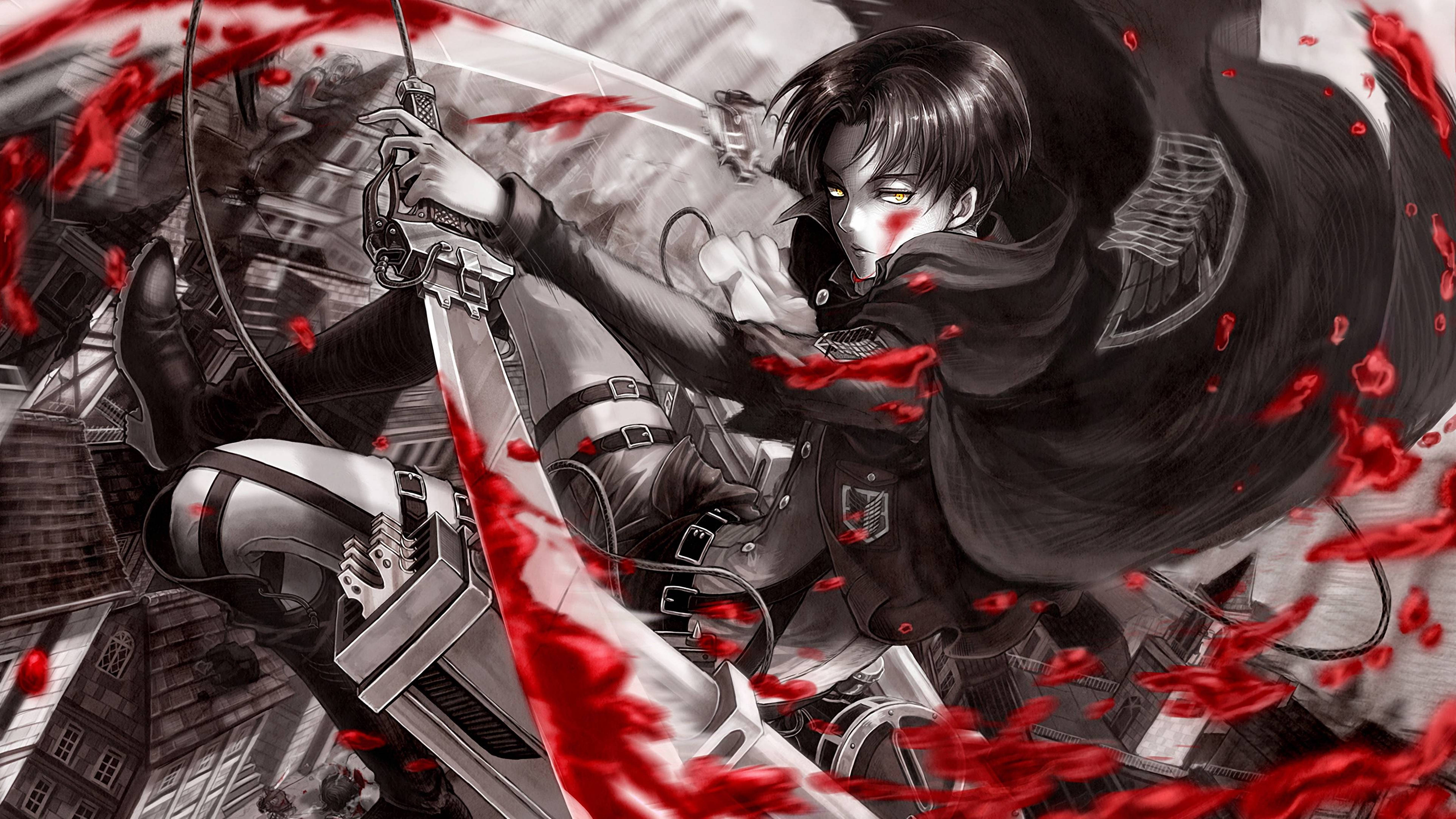 Ataque a los Titanes 4K Eren Yeager Espada Sangrienta Fondos de pantalla