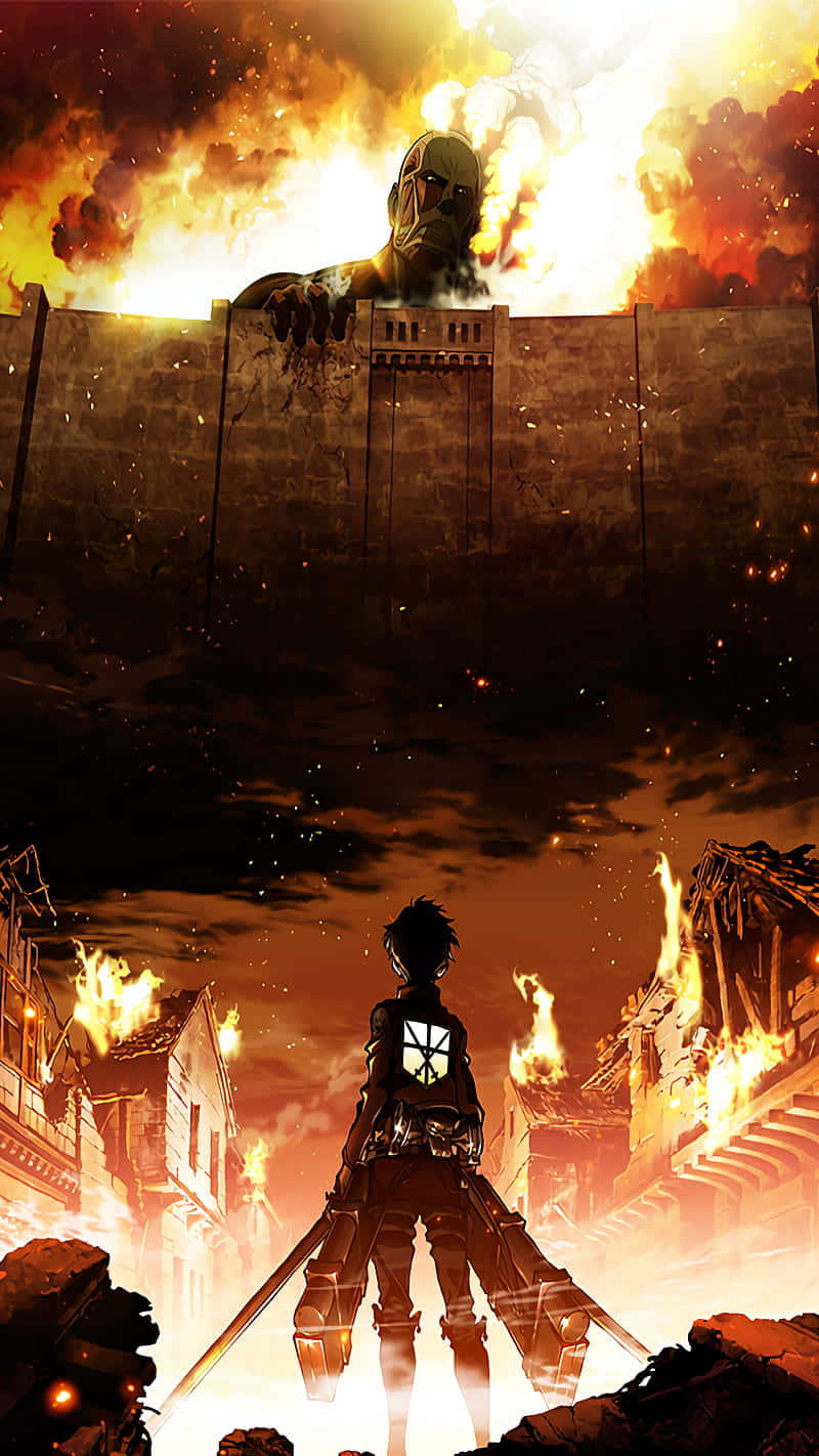 Ataque a los Titanes Anime Ciudad en Llamas Gigante Fondos de pantalla