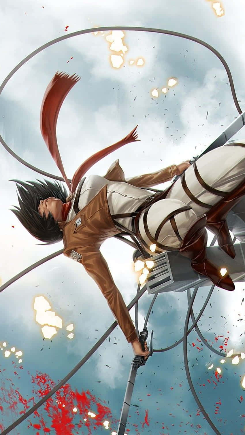 Ataque a los Titanes Anime Mikasa Ackerman Cayendo Fondos de pantalla