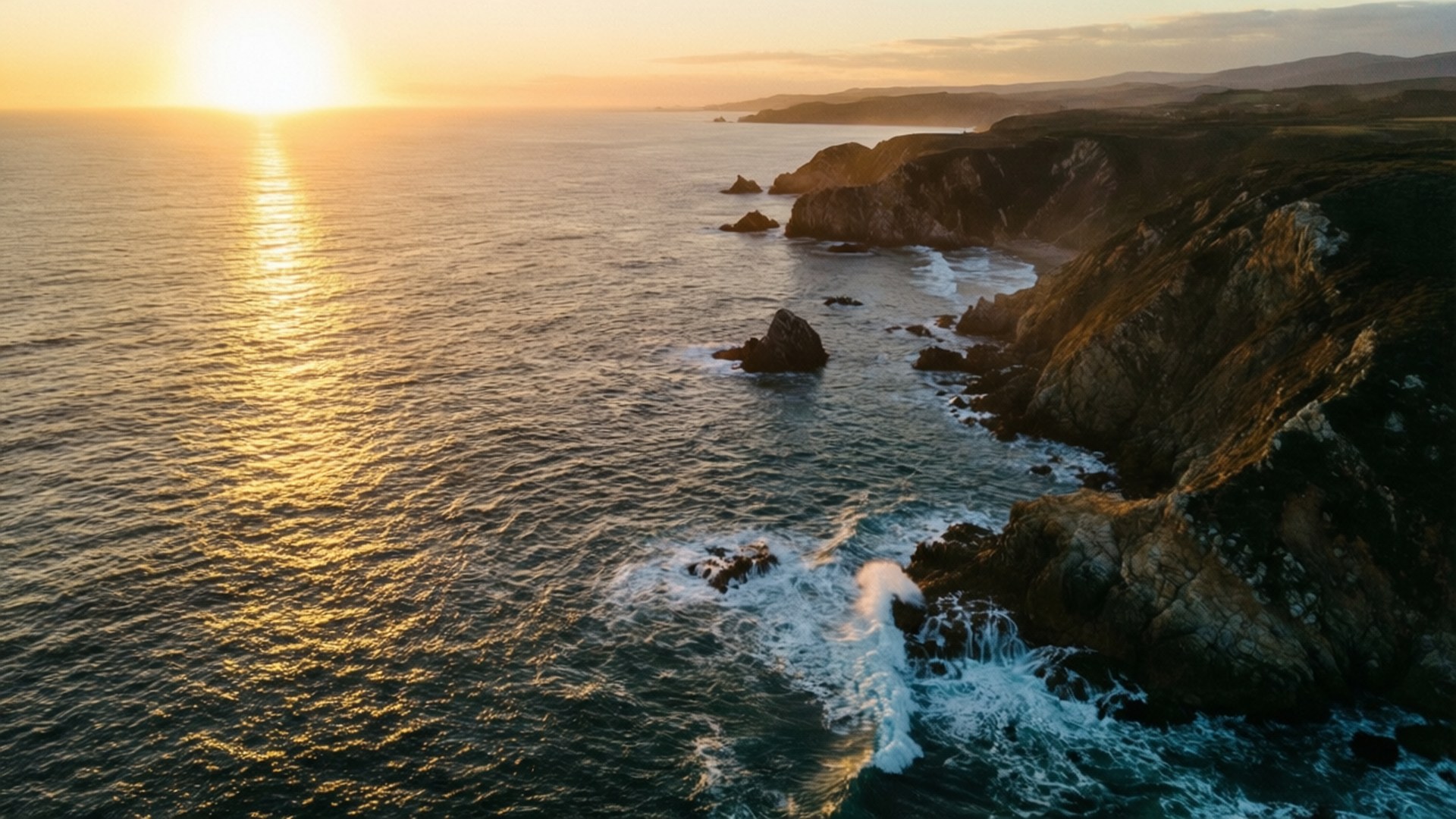 Atardecer Aéreo Costero Fondos de pantalla