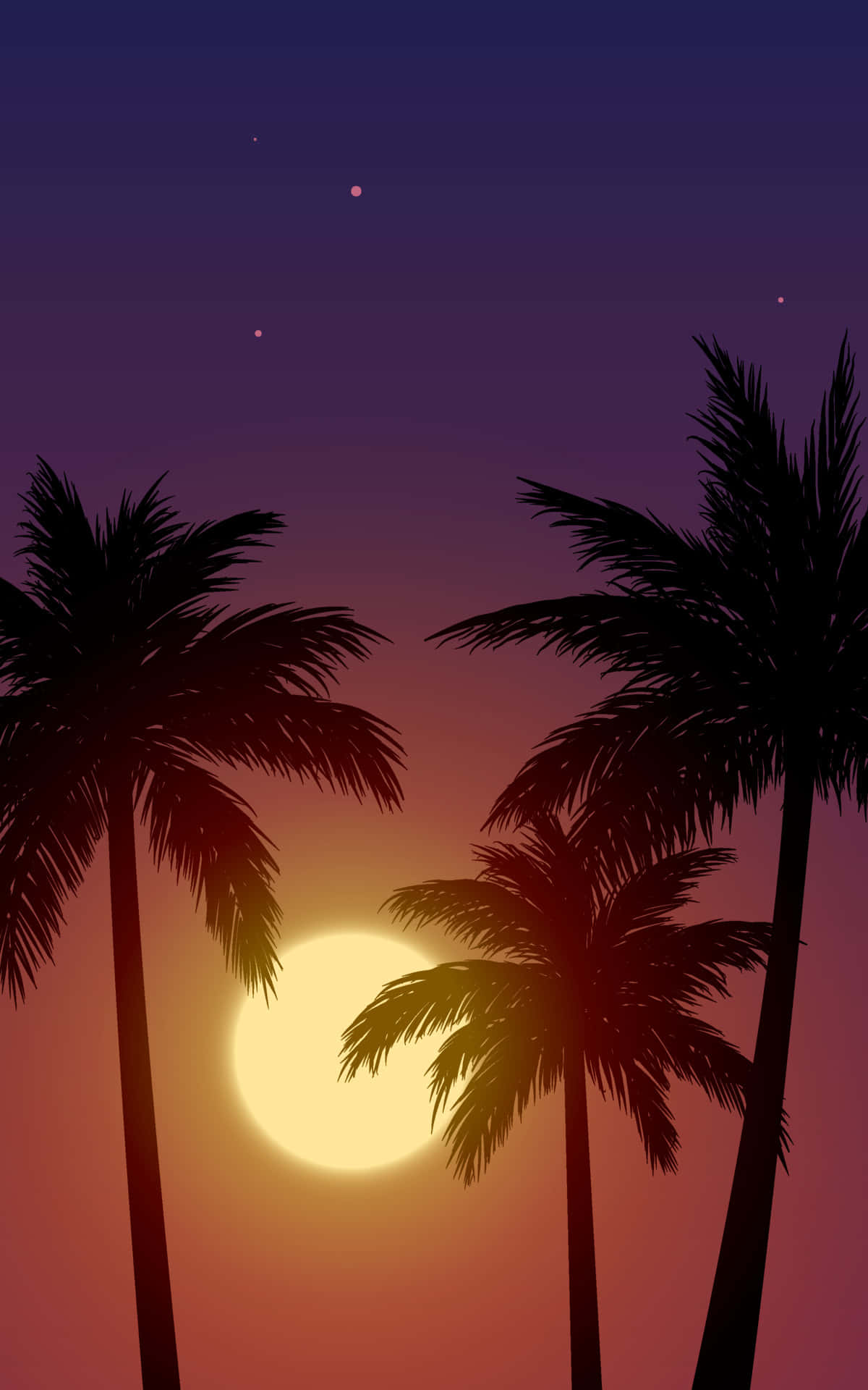 Atardecer amarillo con palmera Fondos de pantalla
