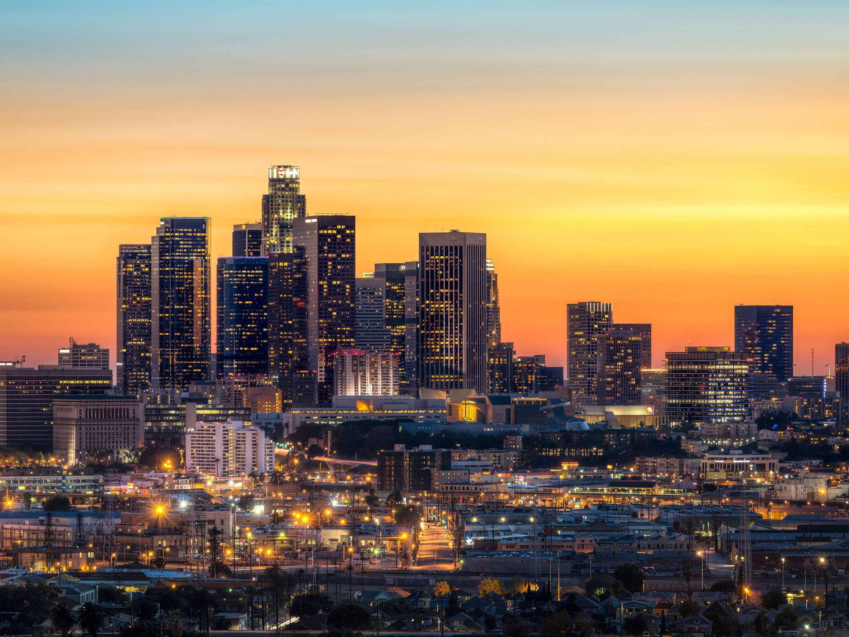 Atardecer Amarillo Naranja en Los Ángeles Fondos de pantalla