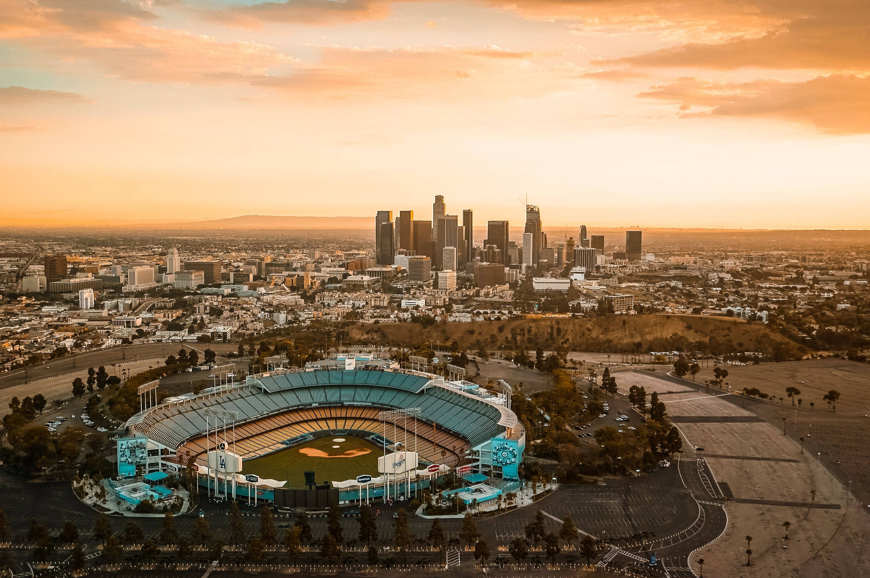 Atardecer anaranjado pálido en Los Ángeles Fondos de pantalla