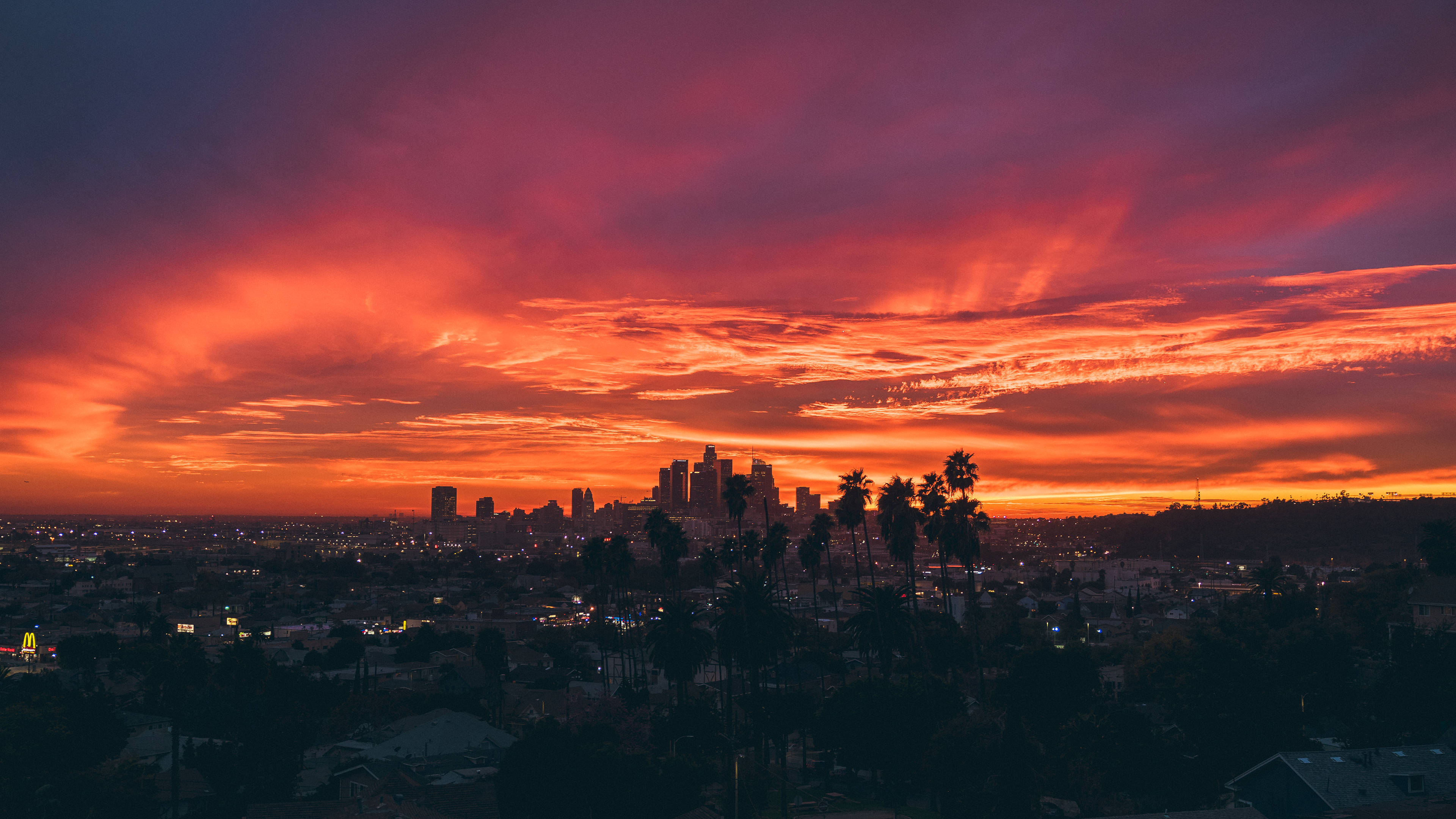 Atardecer Carmesí de Los Ángeles Fondos de pantalla