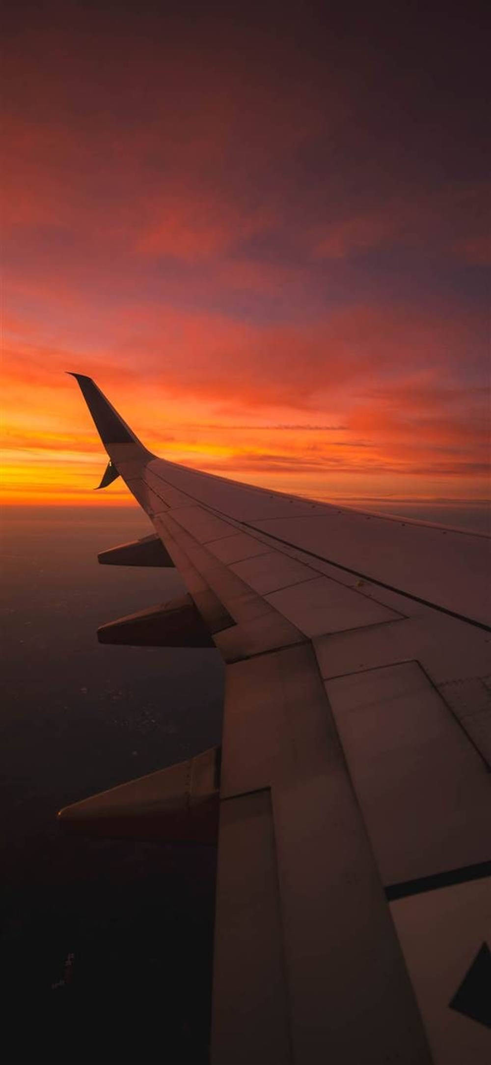Atardecer con Ala de Avión Android Fondos de pantalla