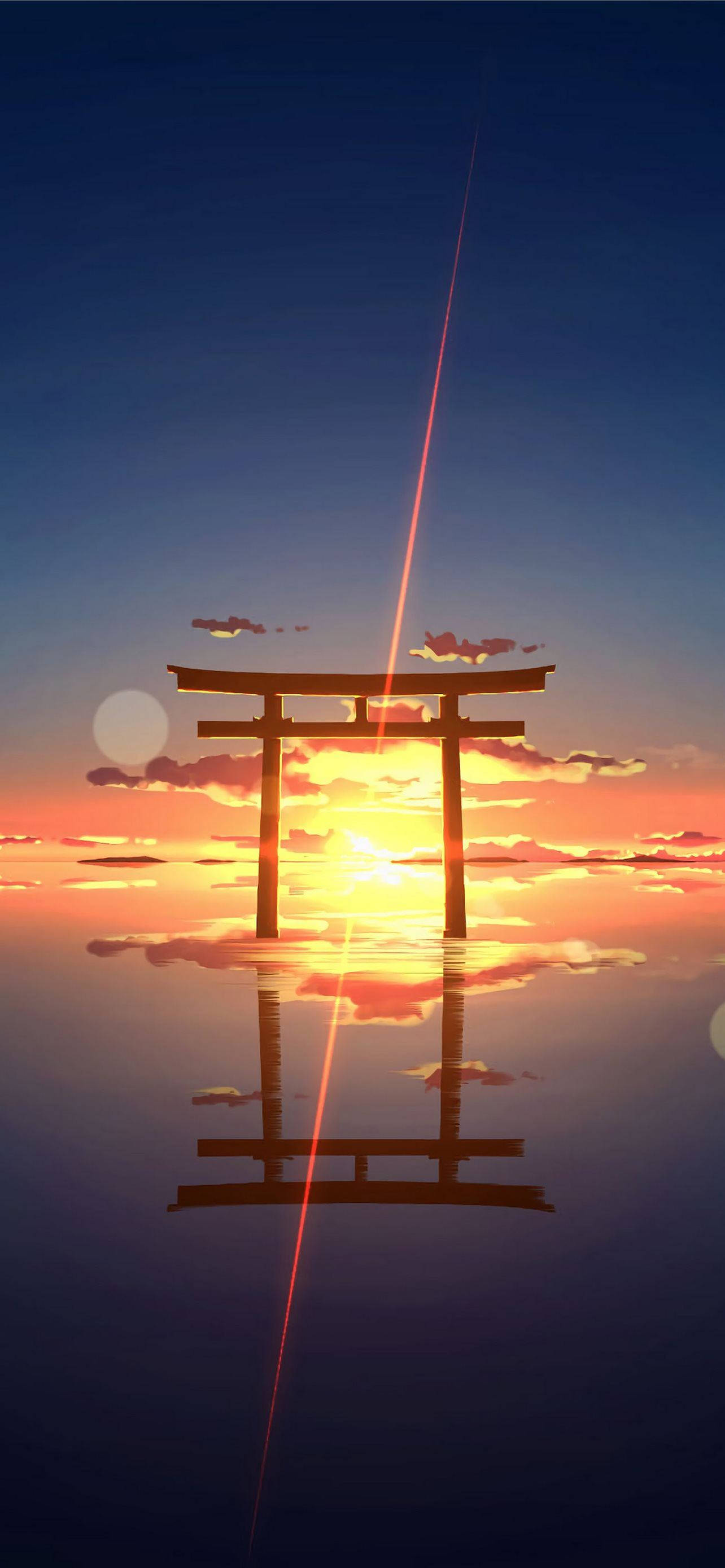 Atardecer con Torii en el Horizonte Fondos de pantalla