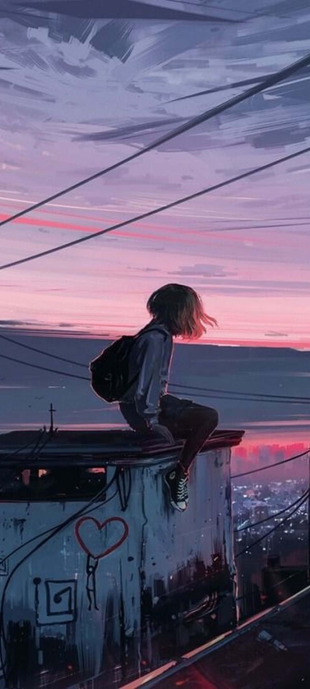 Atardecer_ Contemplación_ Estilo Anime Fondos de pantalla