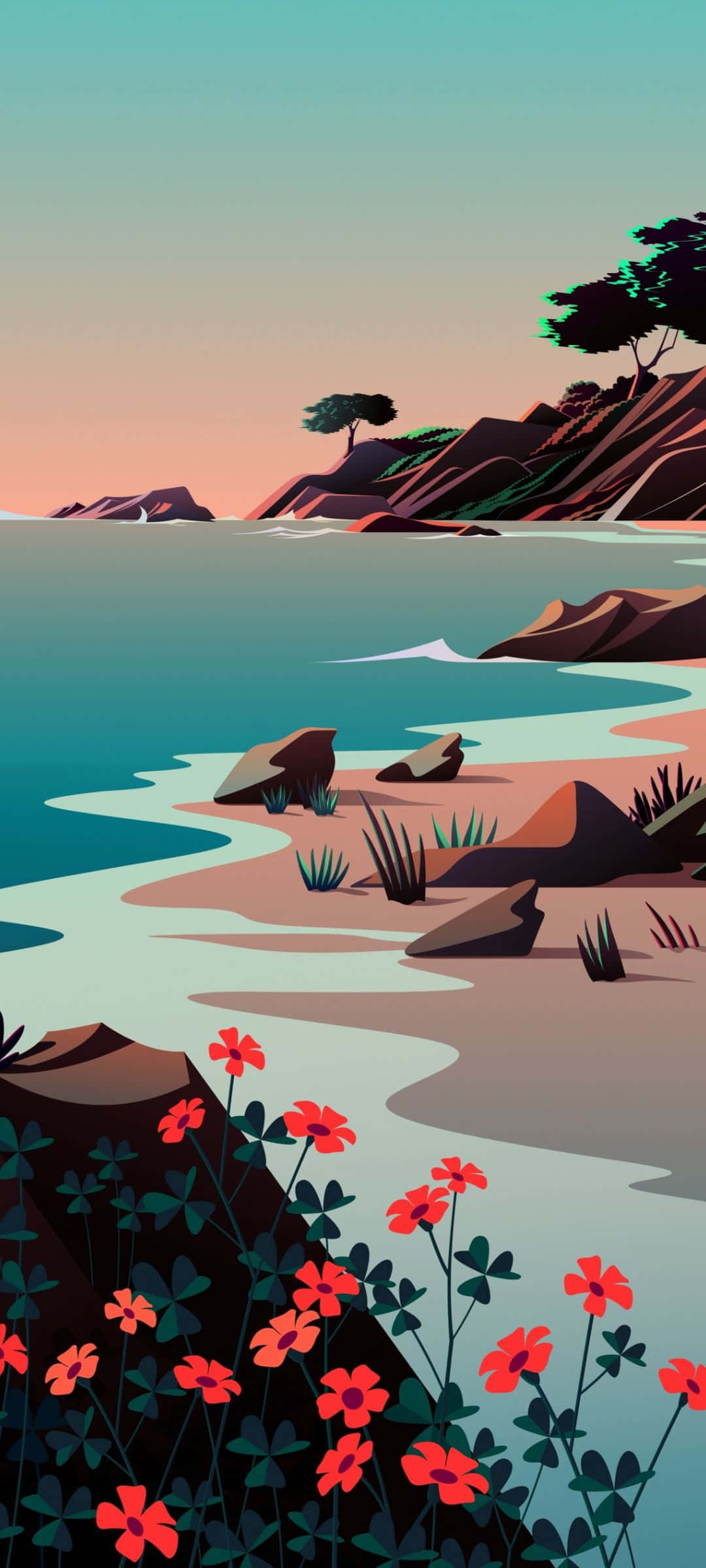 Atardecer costero en arte vectorial Fondos de pantalla