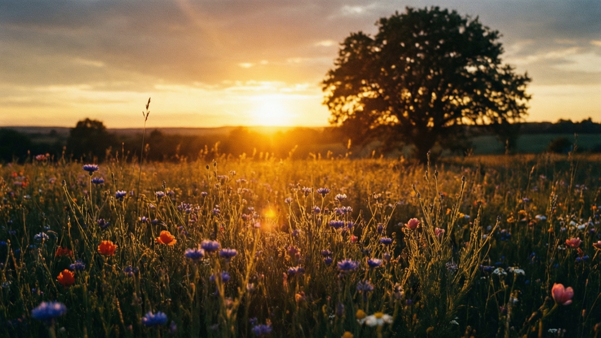 Atardecer de flores silvestres Fondos de pantalla
