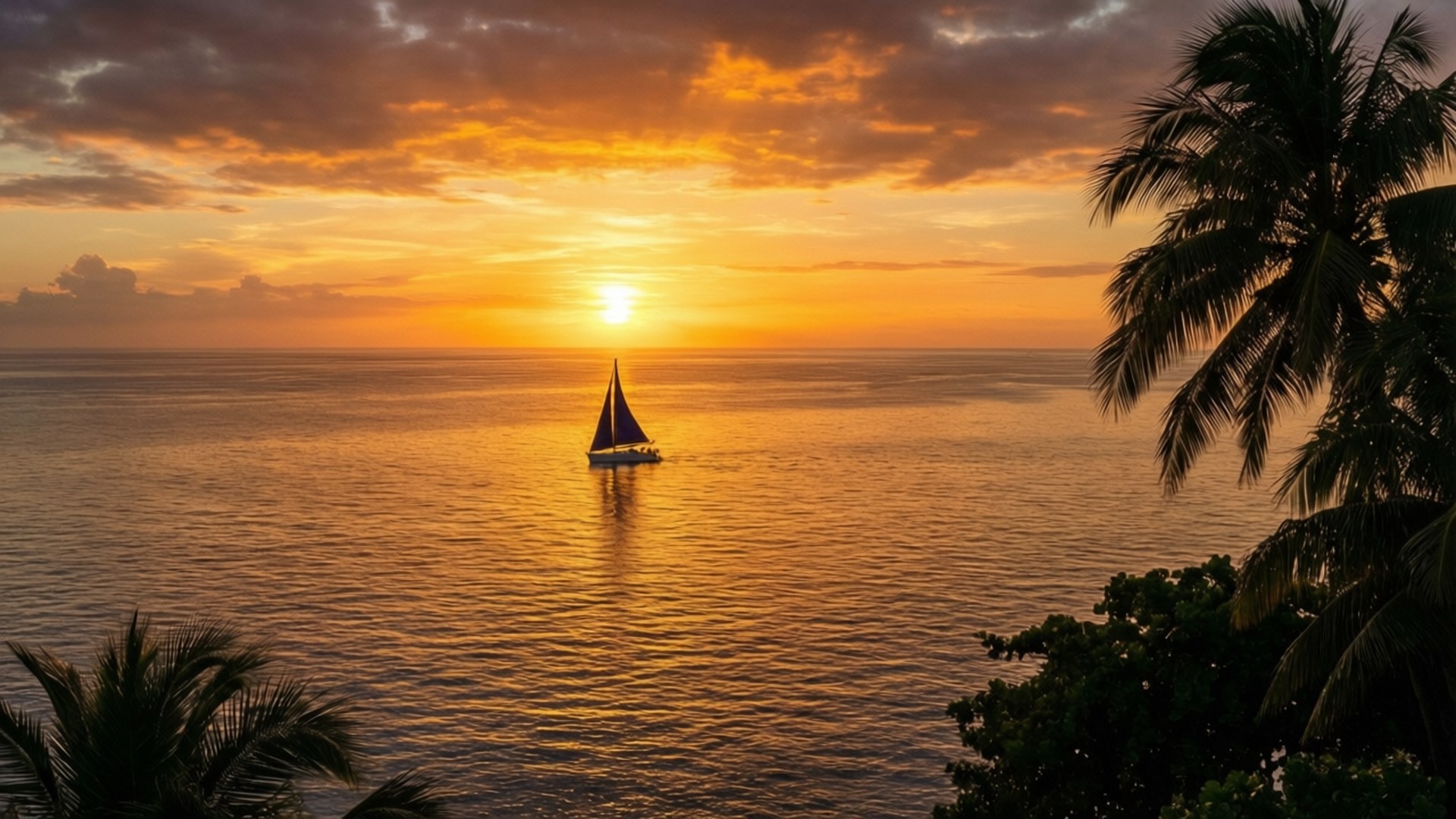 Atardecer Dorado en el Océano Fondos de pantalla