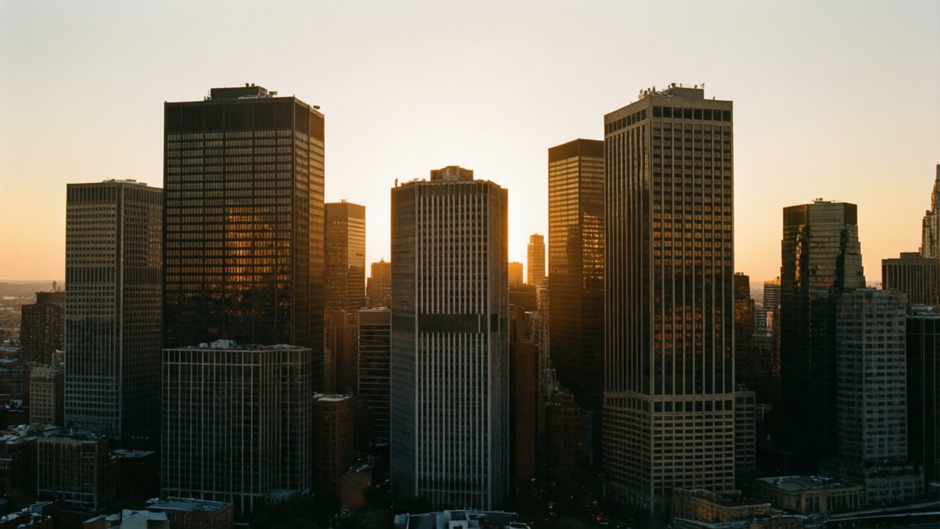 Atardecer Dorado en la Ciudad Fondos de pantalla