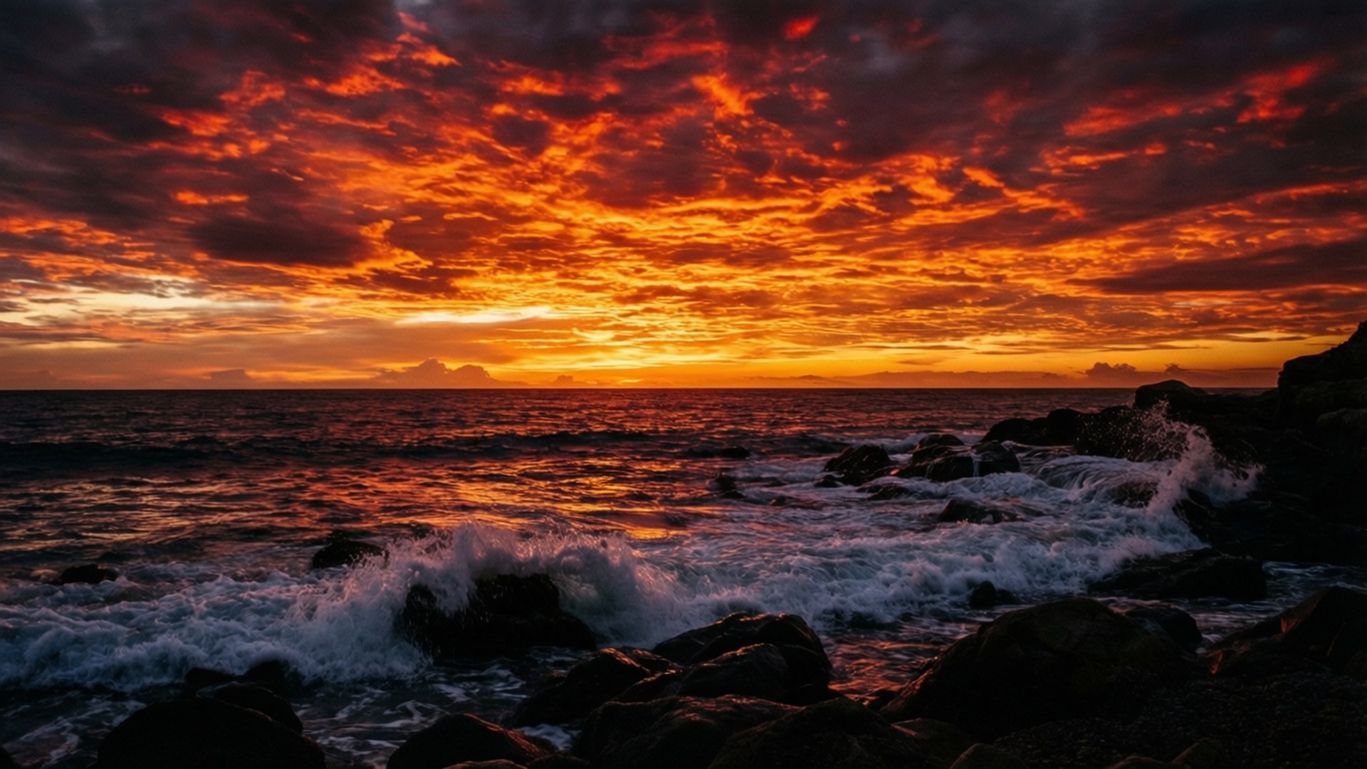 Atardecer Dramático en Acantilados Rocosos Fondos de pantalla