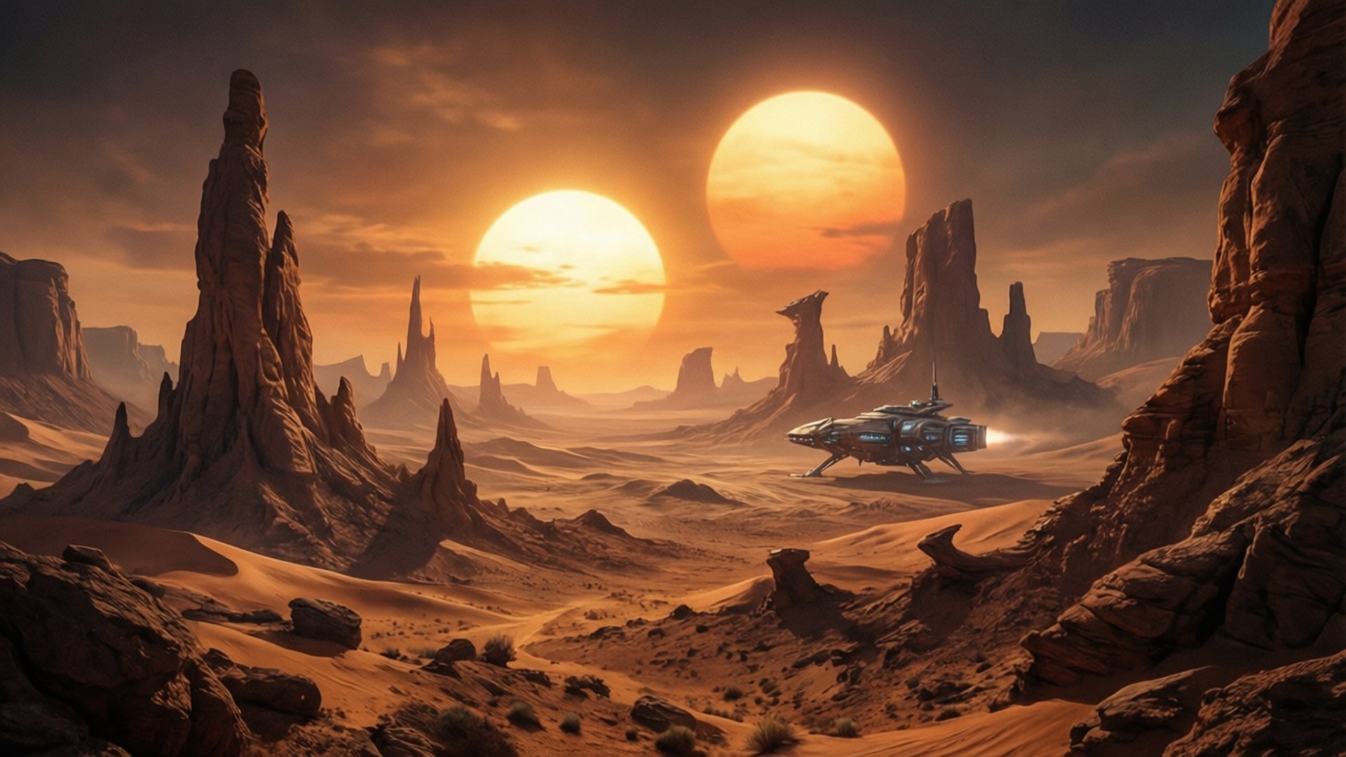 Atardecer en desierto alienígena Fondos de pantalla
