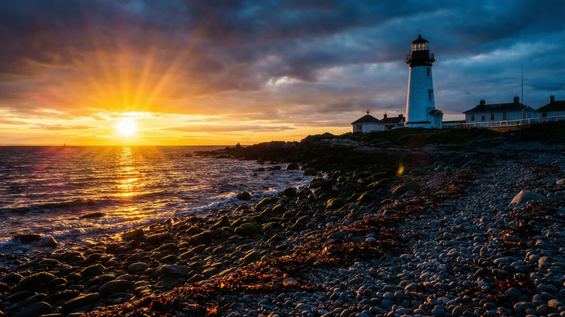 Atardecer en el faro Fondos de pantalla
