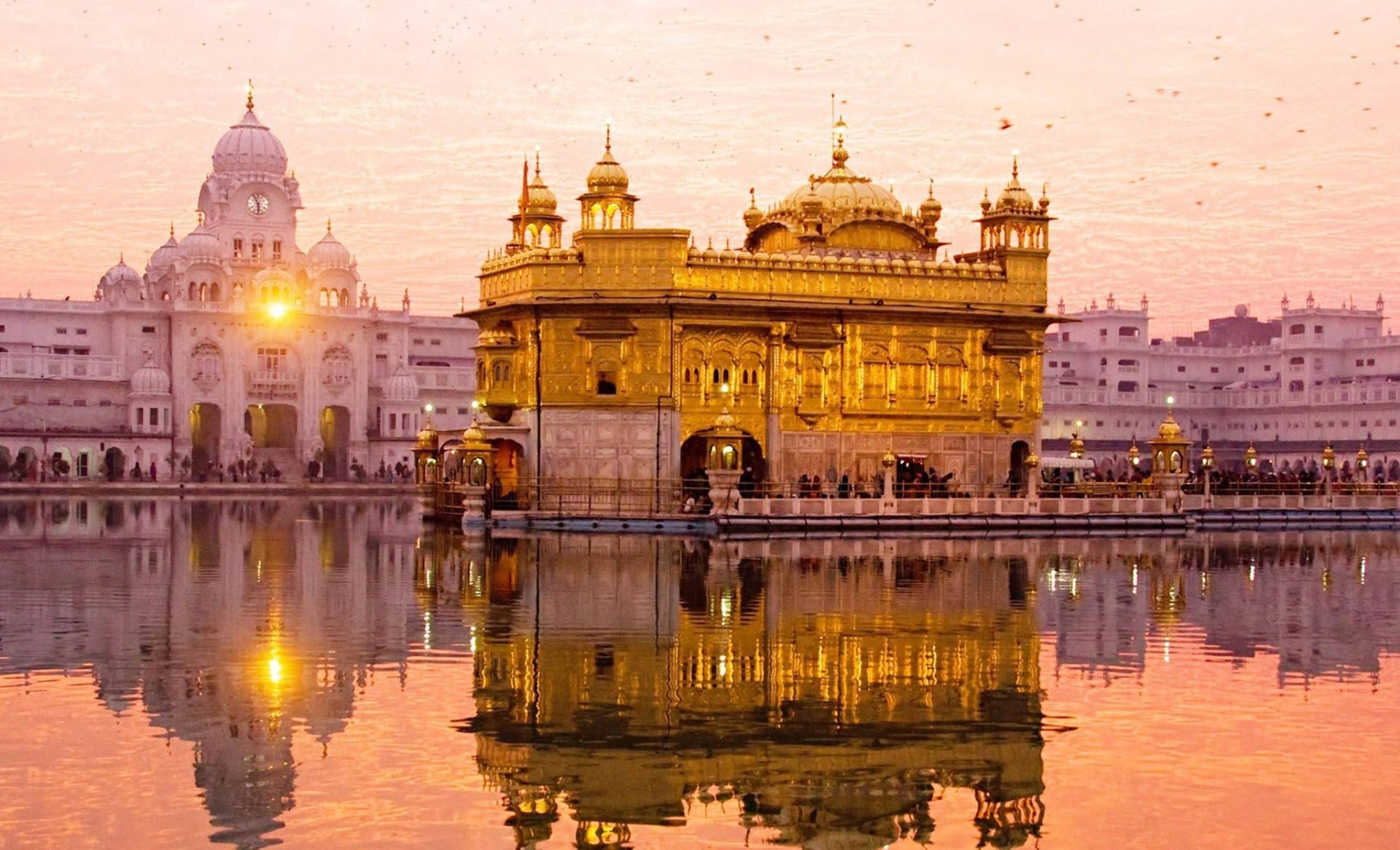 Atardecer en el Templo Dorado de Amritsar HD Fondos de pantalla