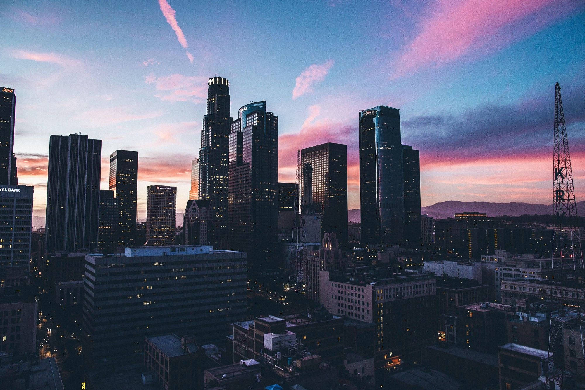 Atardecer en el Centro de Los Ángeles Fondos de pantalla