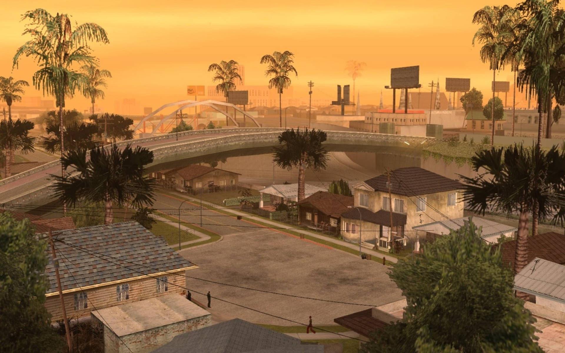 Atardecer en el pueblo de GTA SA en 4K Fondos de pantalla