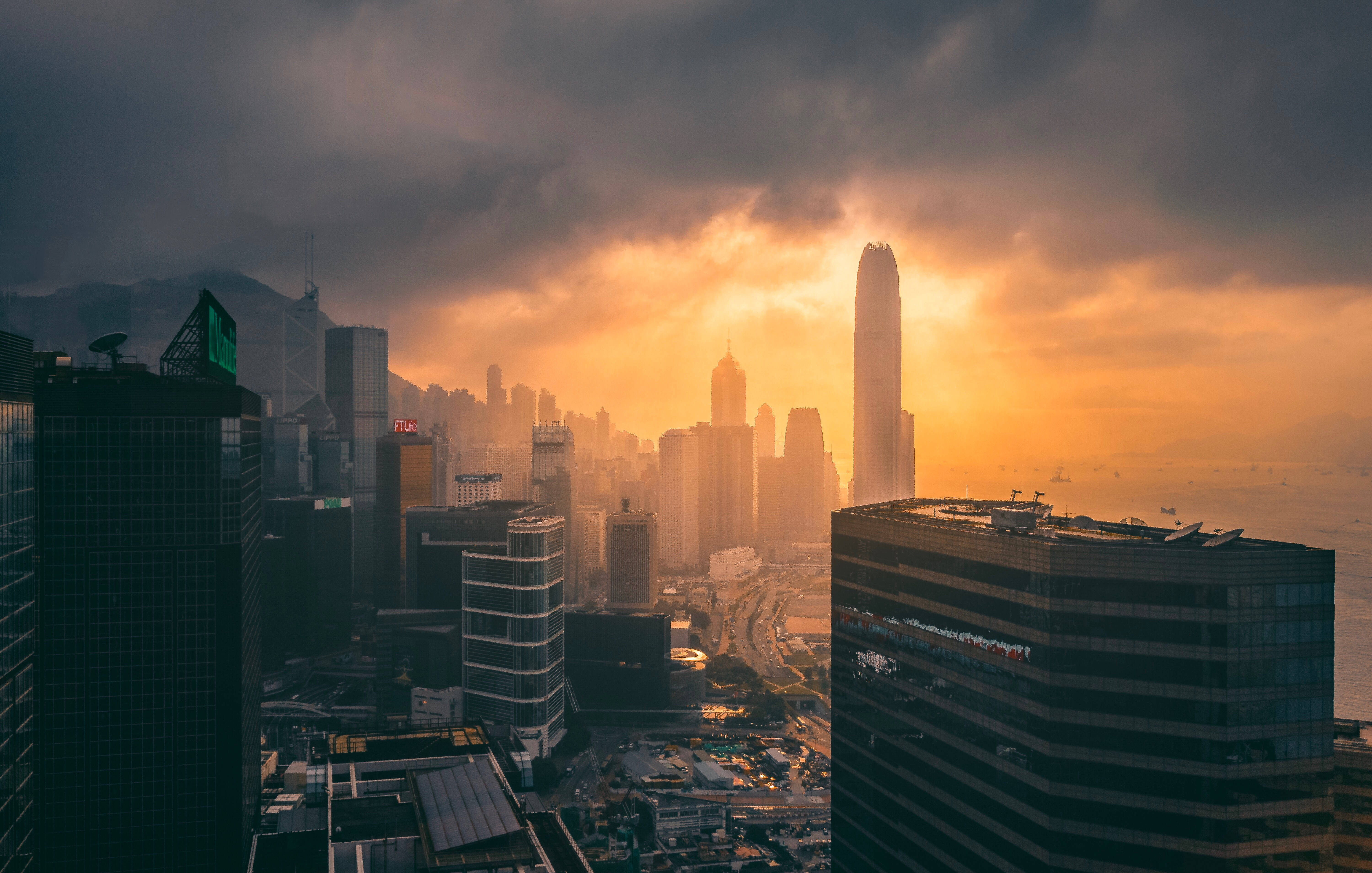 Atardecer en el horizonte de Hong Kong Fondos de pantalla