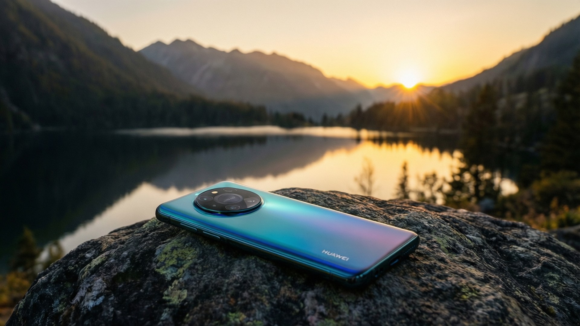Atardecer en el lago con Huawei Fondos de pantalla