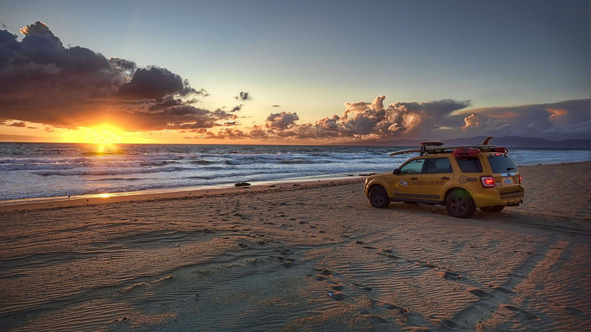 Atardecer en la playa de Los Ángeles Fondos de pantalla