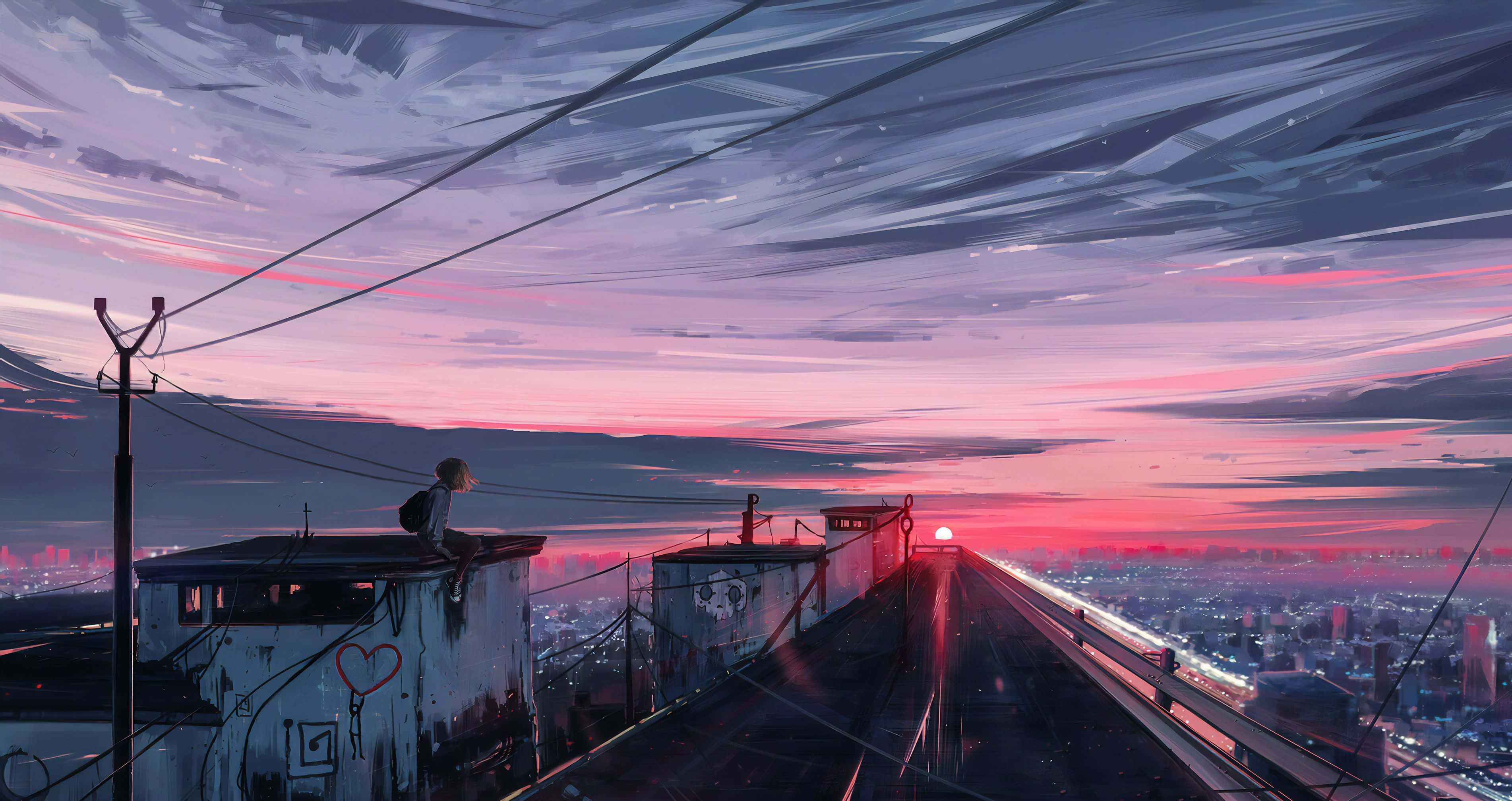Atardecer en la Carretera 4K Estético para Computadora Fondos de pantalla