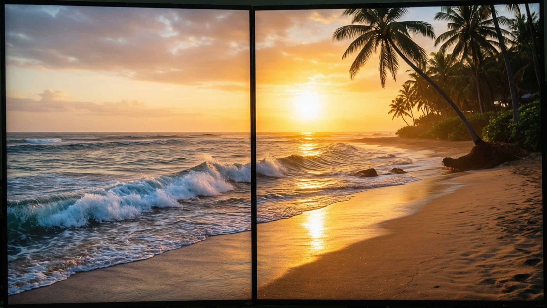 Atardecer en la playa panorámico Fondos de pantalla