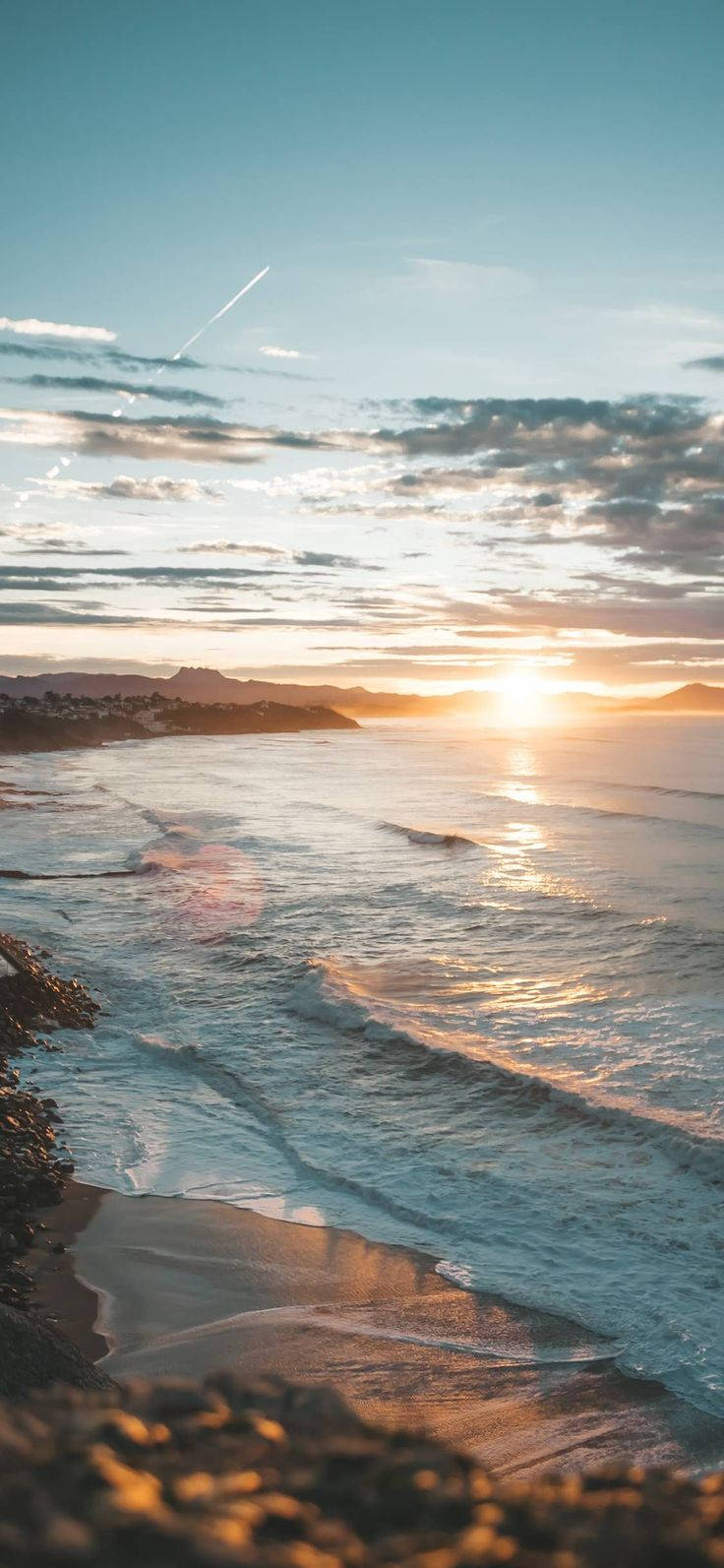 Atardecer en la playa para iPhone 12 Pro Fondos de pantalla