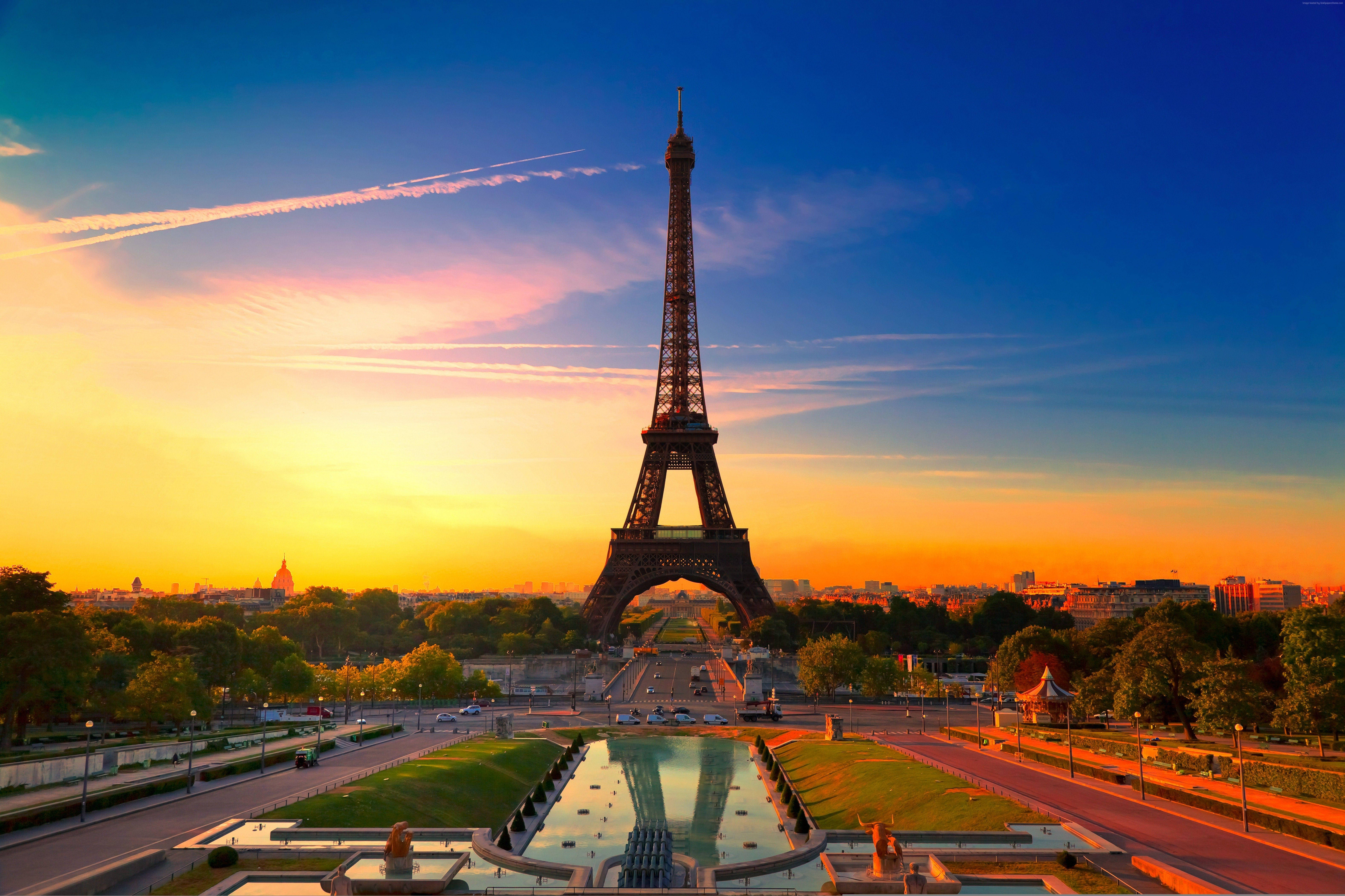 Atardecer en la Torre Eiffel de París Fondos de pantalla