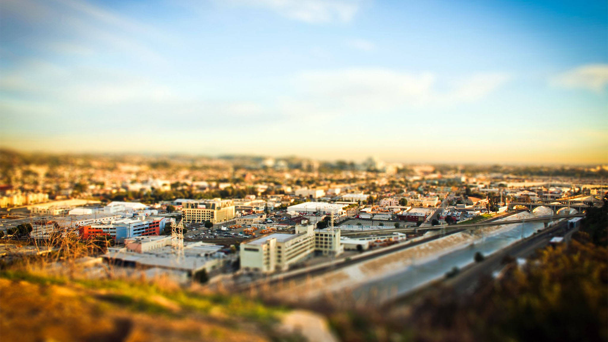 Atardecer en Los Ángeles con efecto tilt-shift Fondos de pantalla