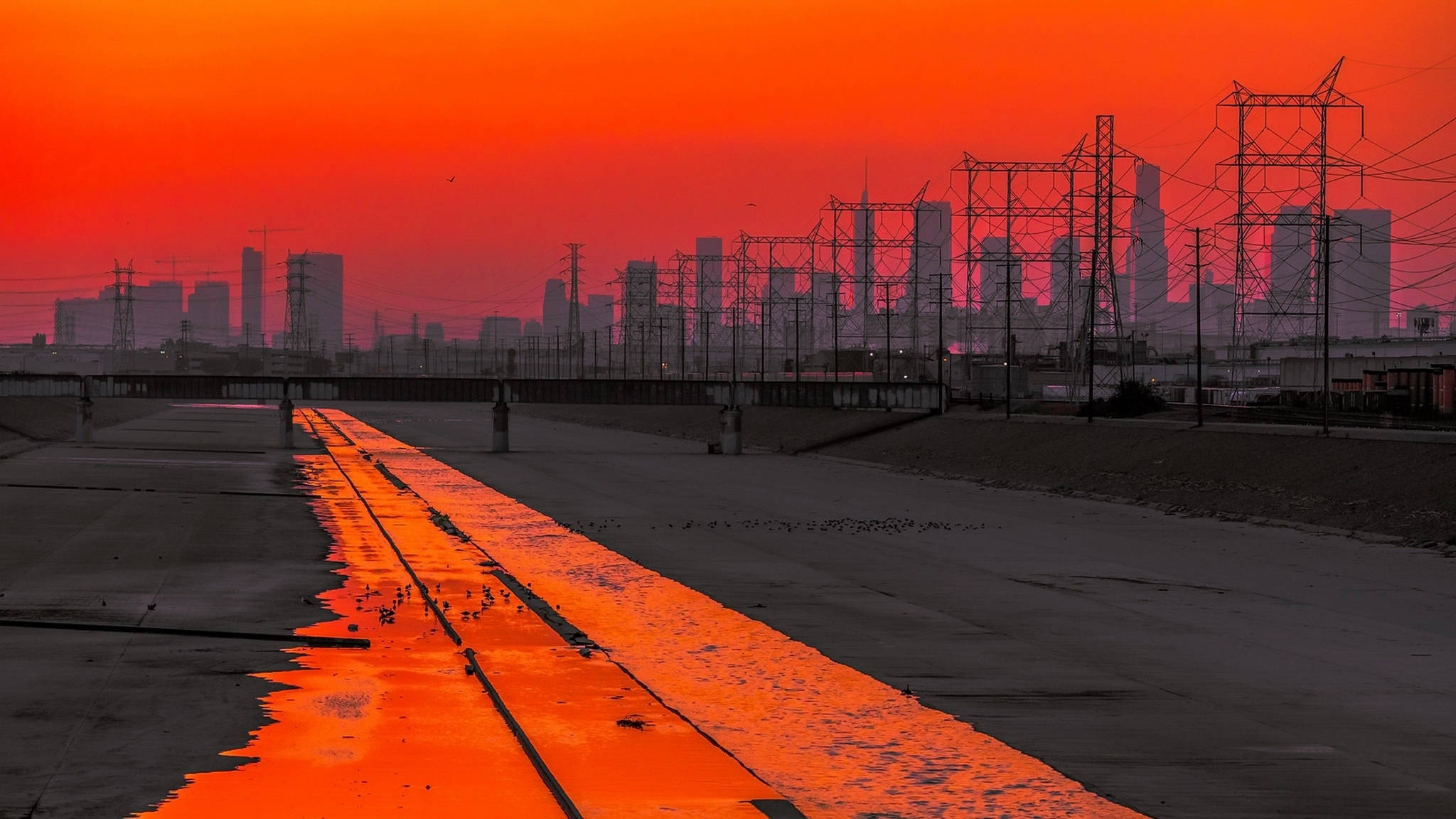 Atardecer en Los Ángeles en la Autopista Fondos de pantalla