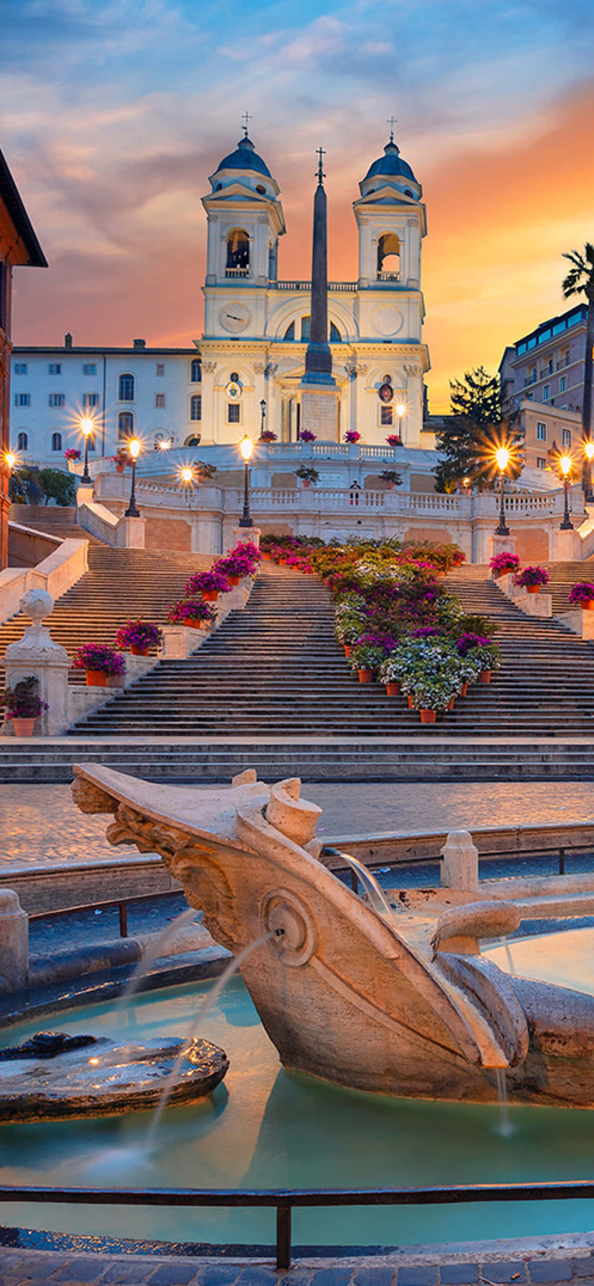 Atardecer Impresionante sobre la Plaza de España en Roma Fondos de pantalla