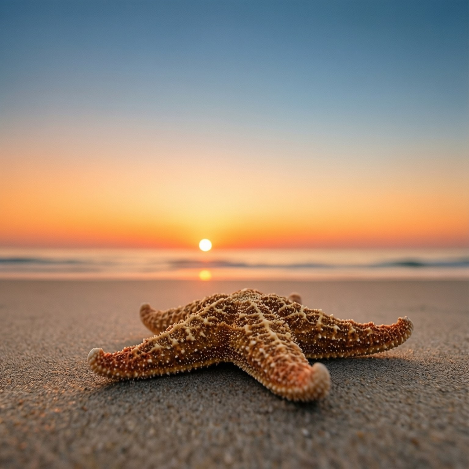 Atardecer Minimalista con Estrella de Mar Fondos de pantalla