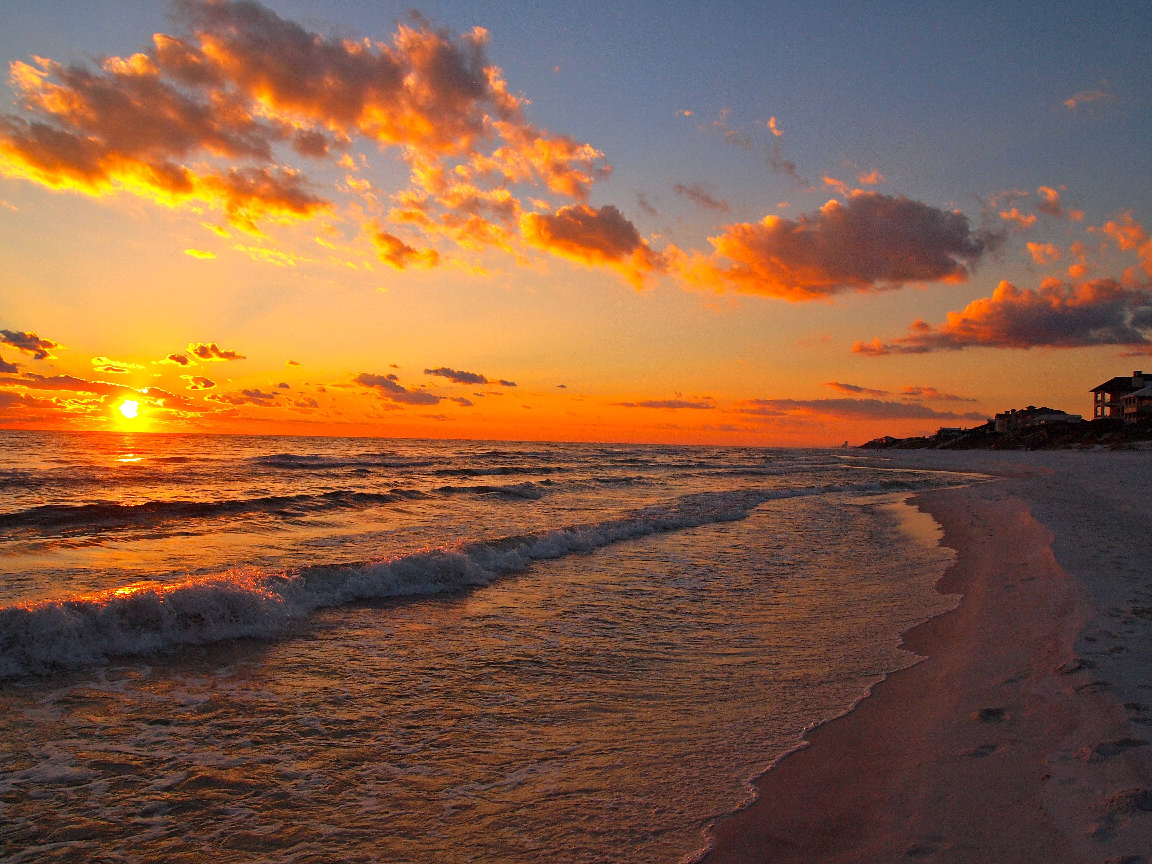 Atardecer Naranja Estético en la Playa de Florida Fondos de pantalla