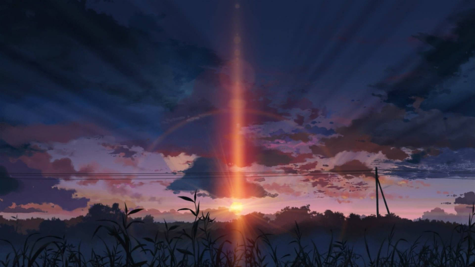 Atardecer oscuro en paisaje anime Fondos de pantalla
