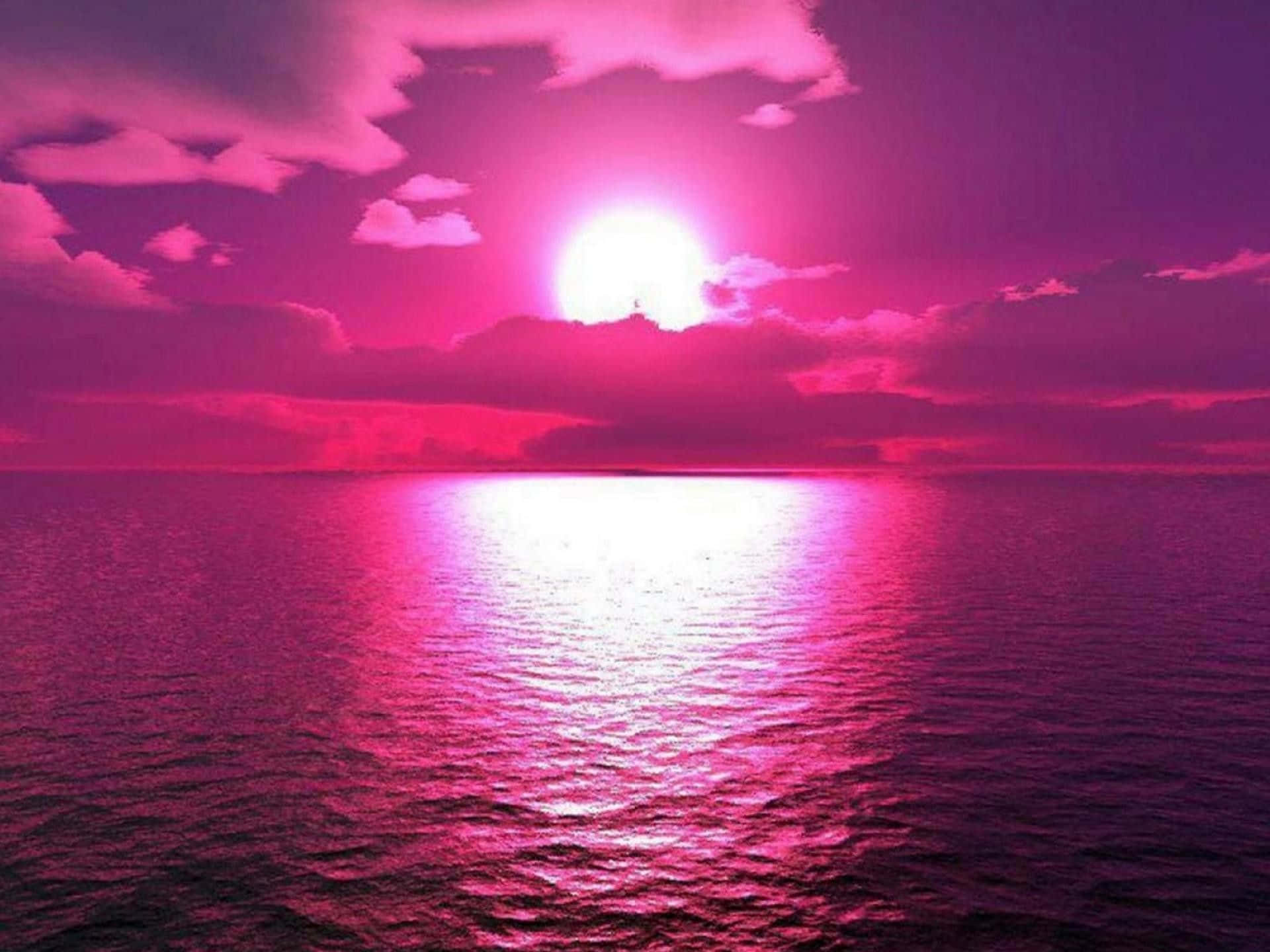 Atardecer Rosa Oscuro Estético en el Océano Fondos de pantalla
