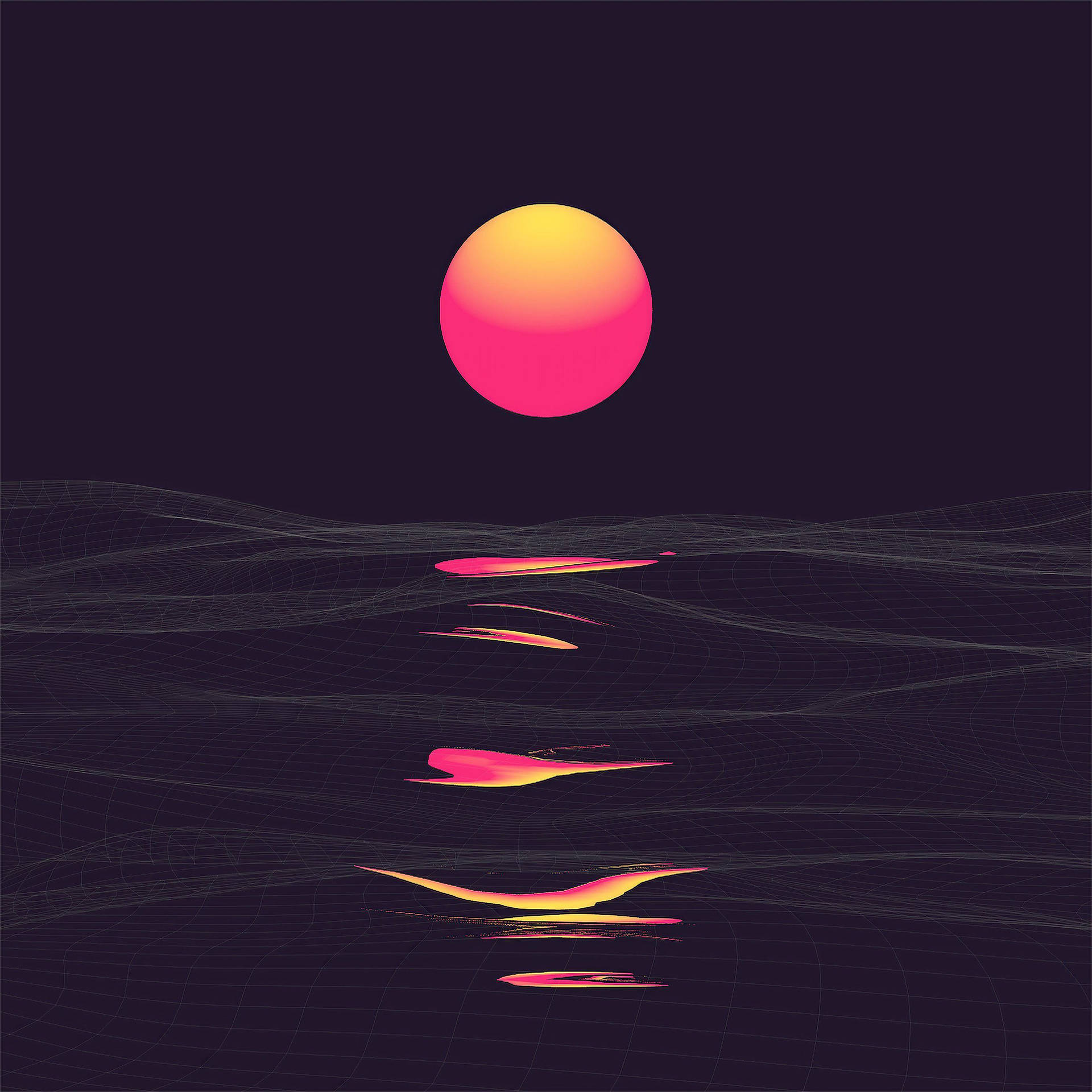 Fondo de pantalla de atardecer vaporwave estético para iPad