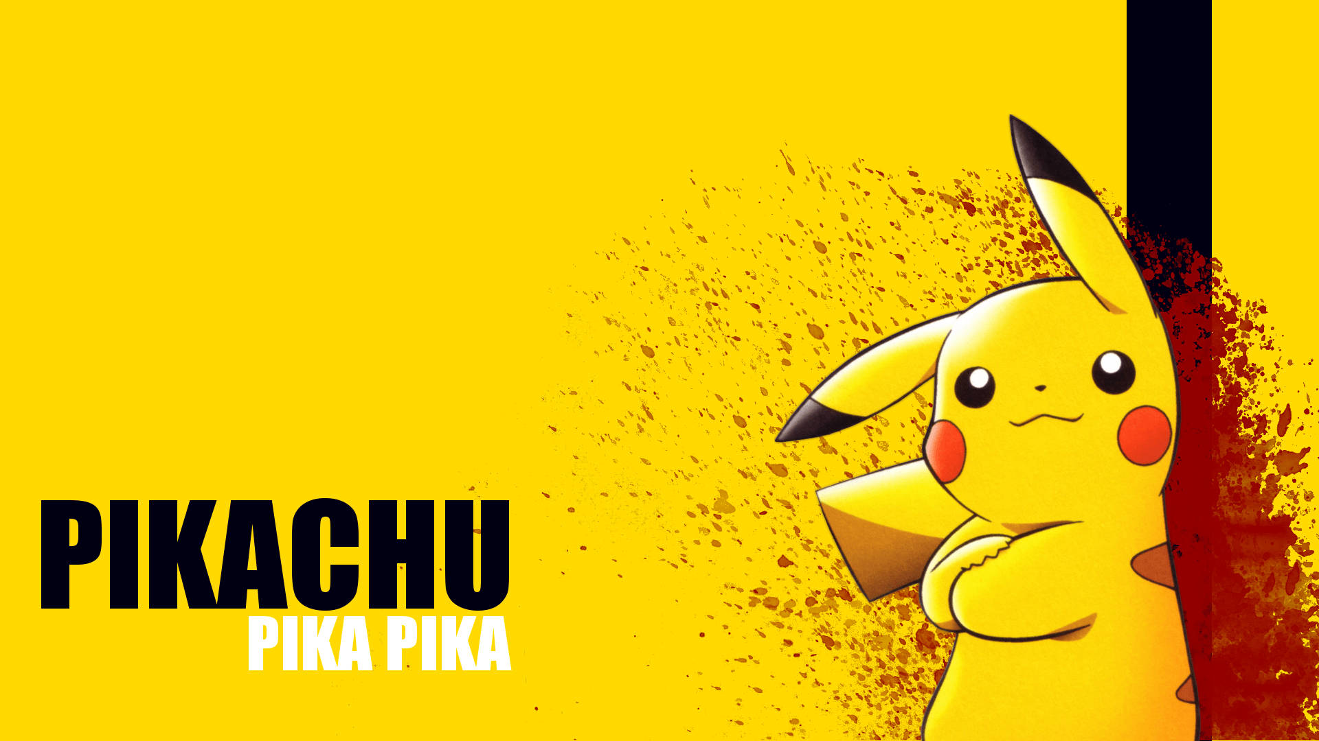 Fondo de pantalla de Pikachu con sangre salpicada y la frase Pika Pika.