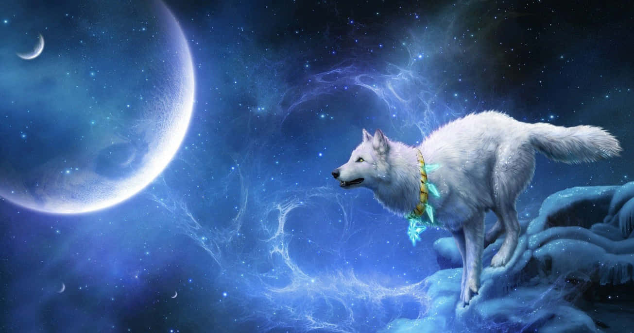 Aullando a la Luna en un Cielo Estrellado Fondos de pantalla